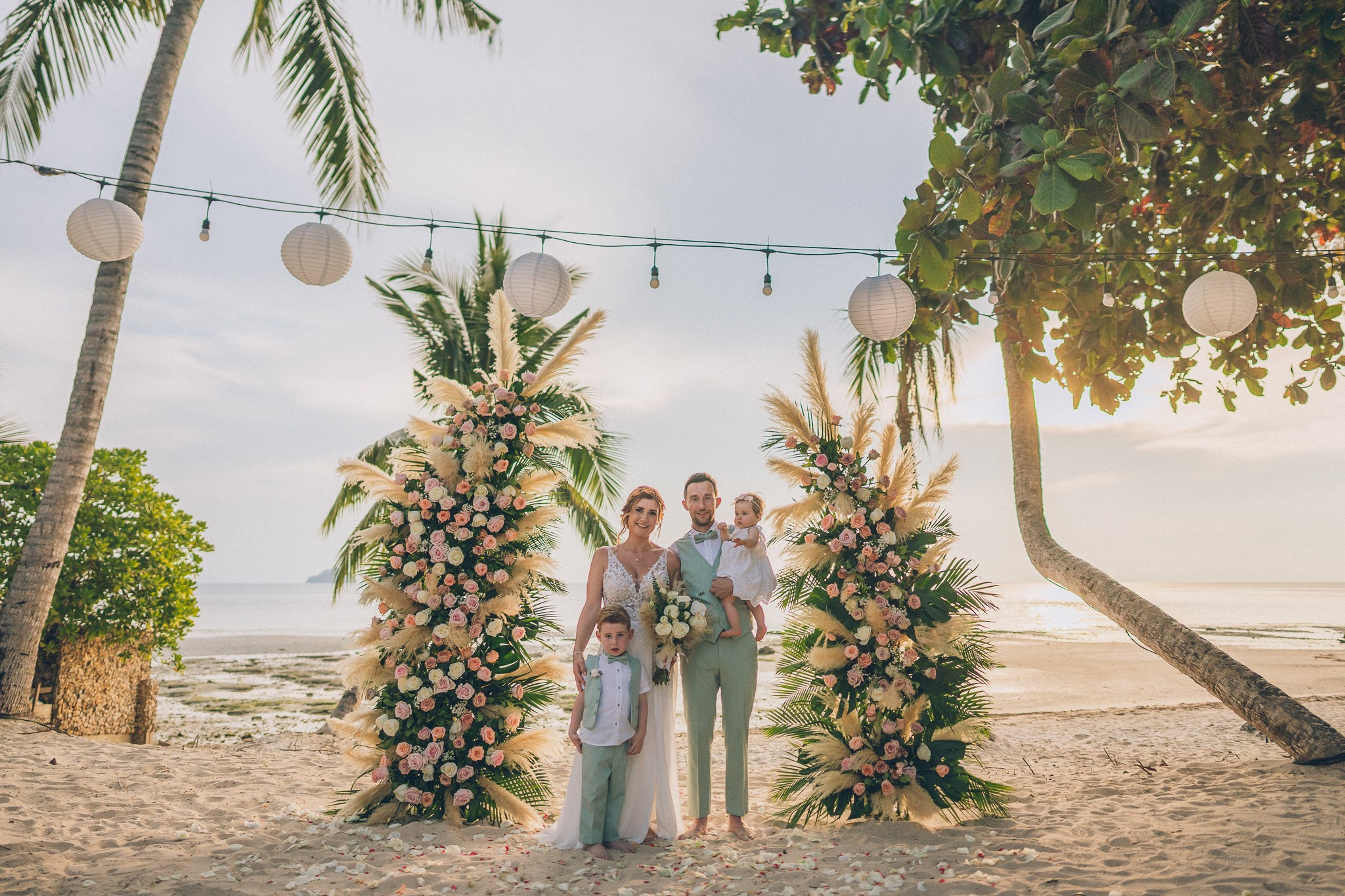 Sunset Beach Wedding with Guests in Koh Samui
