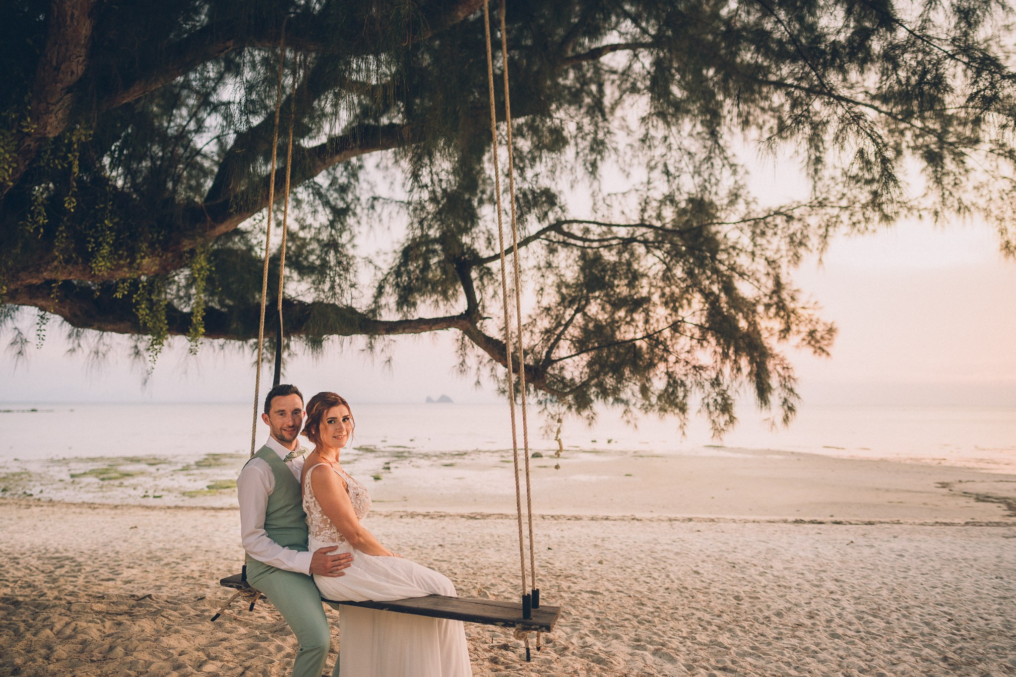 Sunset Beach Wedding with Guests in Koh Samui