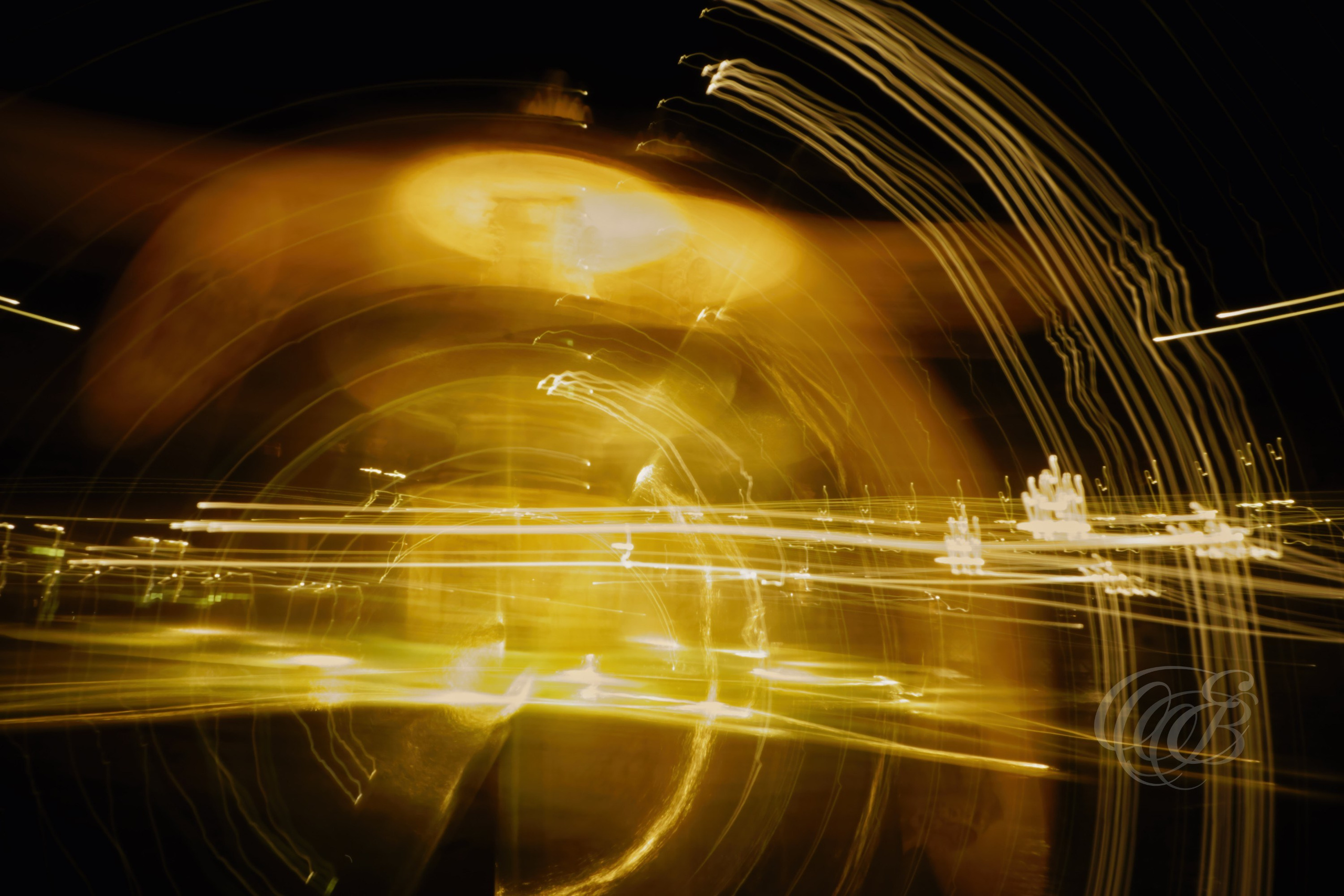Street Photography — Rome, Italy — Moving Lights — Abstract long-exposure interpretation of an illuminated Vatican fountain, transforming water and evening light into sweeping patterns of movement and color — Eduardo Bartoli Photography.