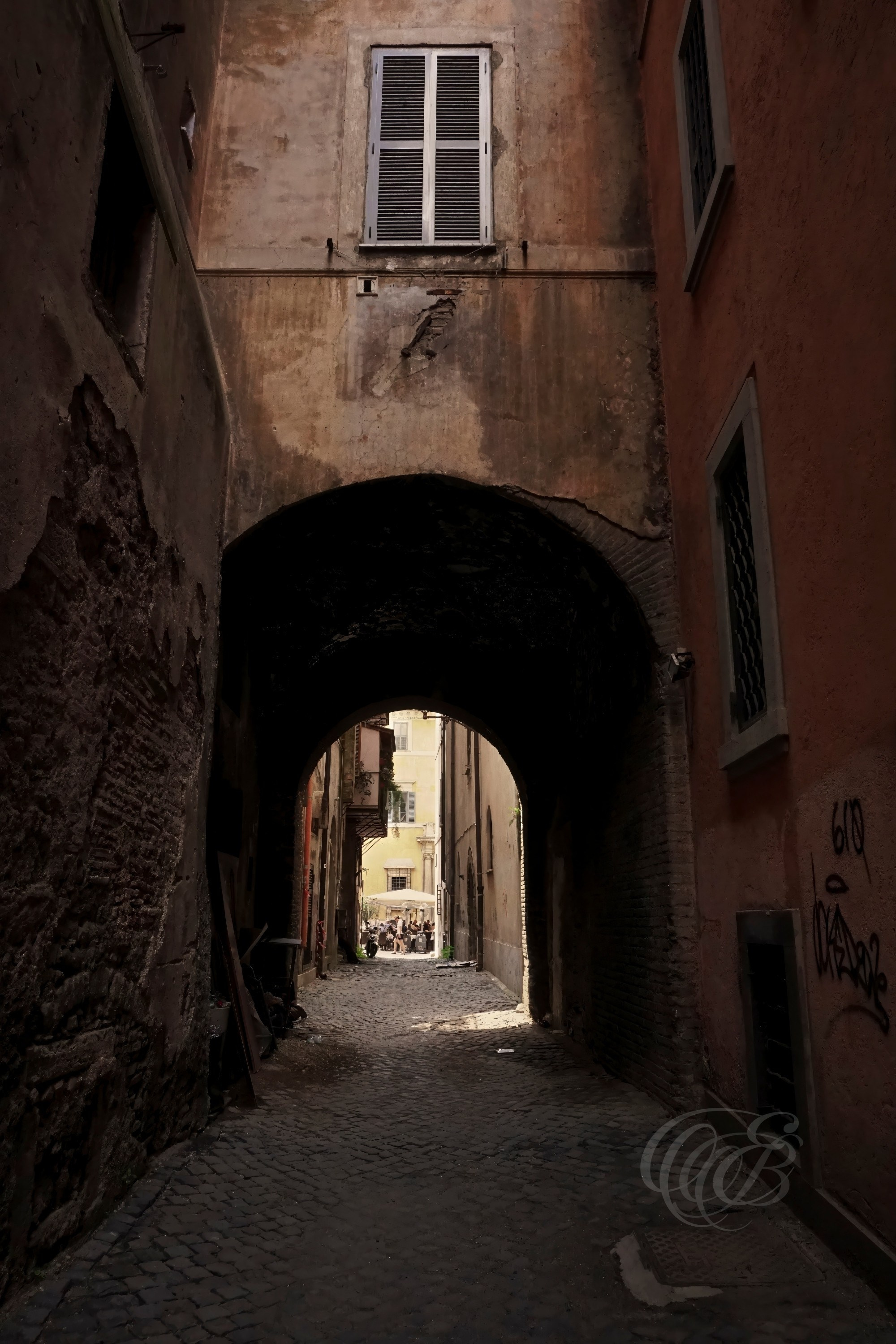 Street Photography — Rome, Italy — Via dei Tre Archi — Historic Via dei Tre Archi in Rome, reflecting the traditional street names, architectural heritage, and intimate urban character preserved within the old city — Eduardo Bartoli Photography.