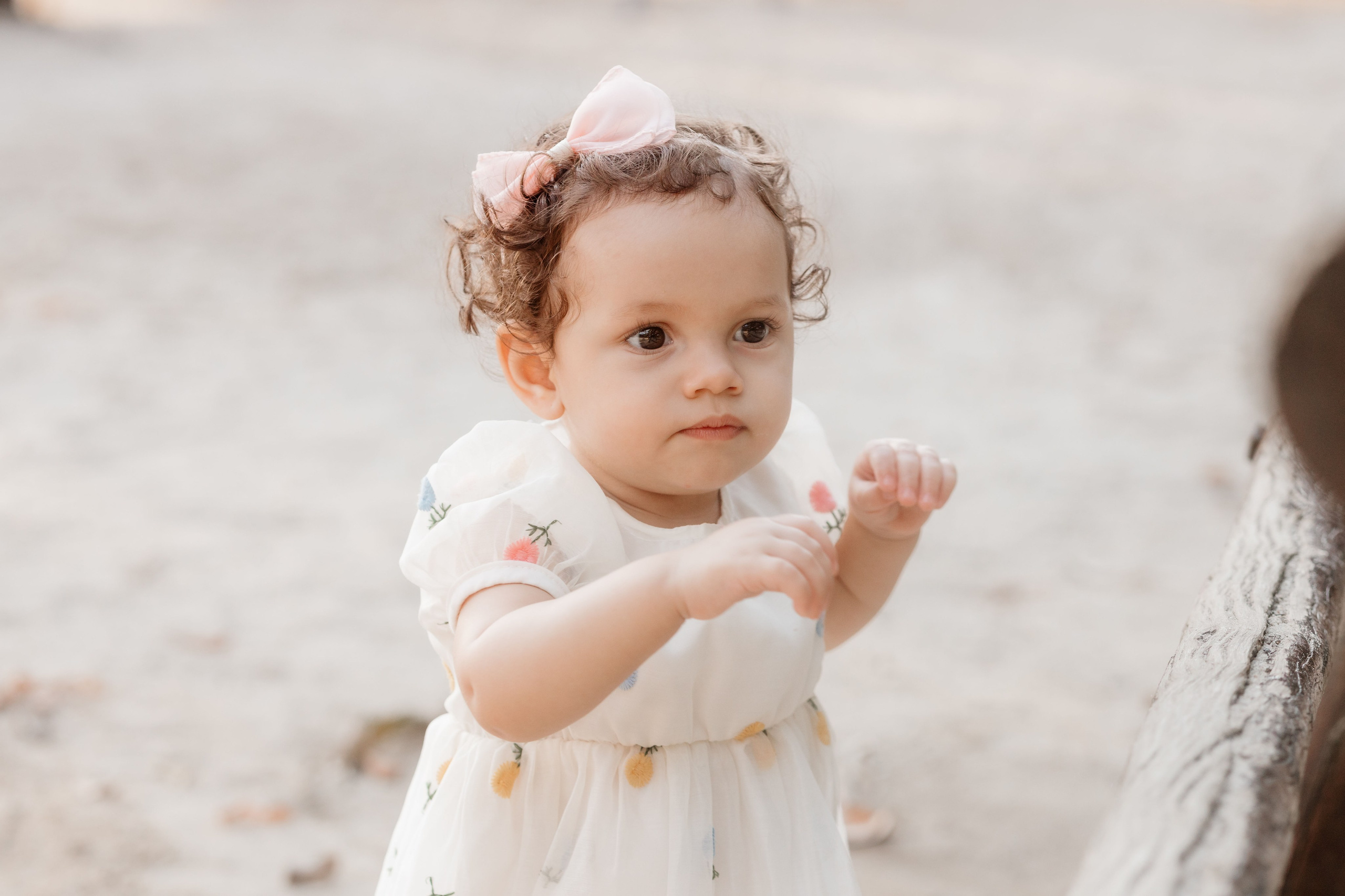 Bebê brincando no parque em ensaio de 1 ano