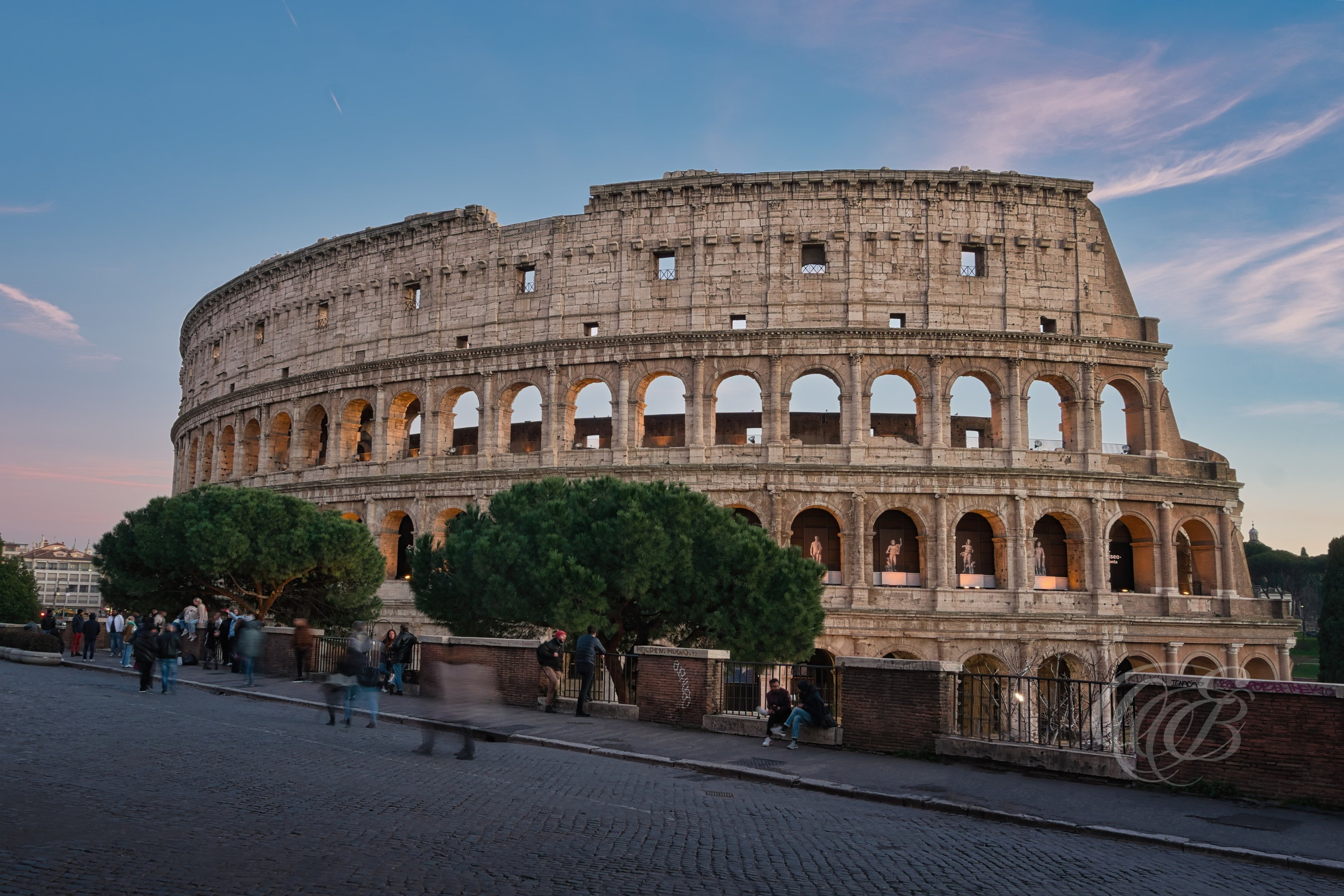 ITALY PHOTOGRAPHY — Colosseum at Sunset from an Elevated Viewpoint — The Colosseum at sunset viewed from an elevated street overlooking one of Rome's most iconic landmarks, Rome, Italy — Eduardo Bartoli Photography.