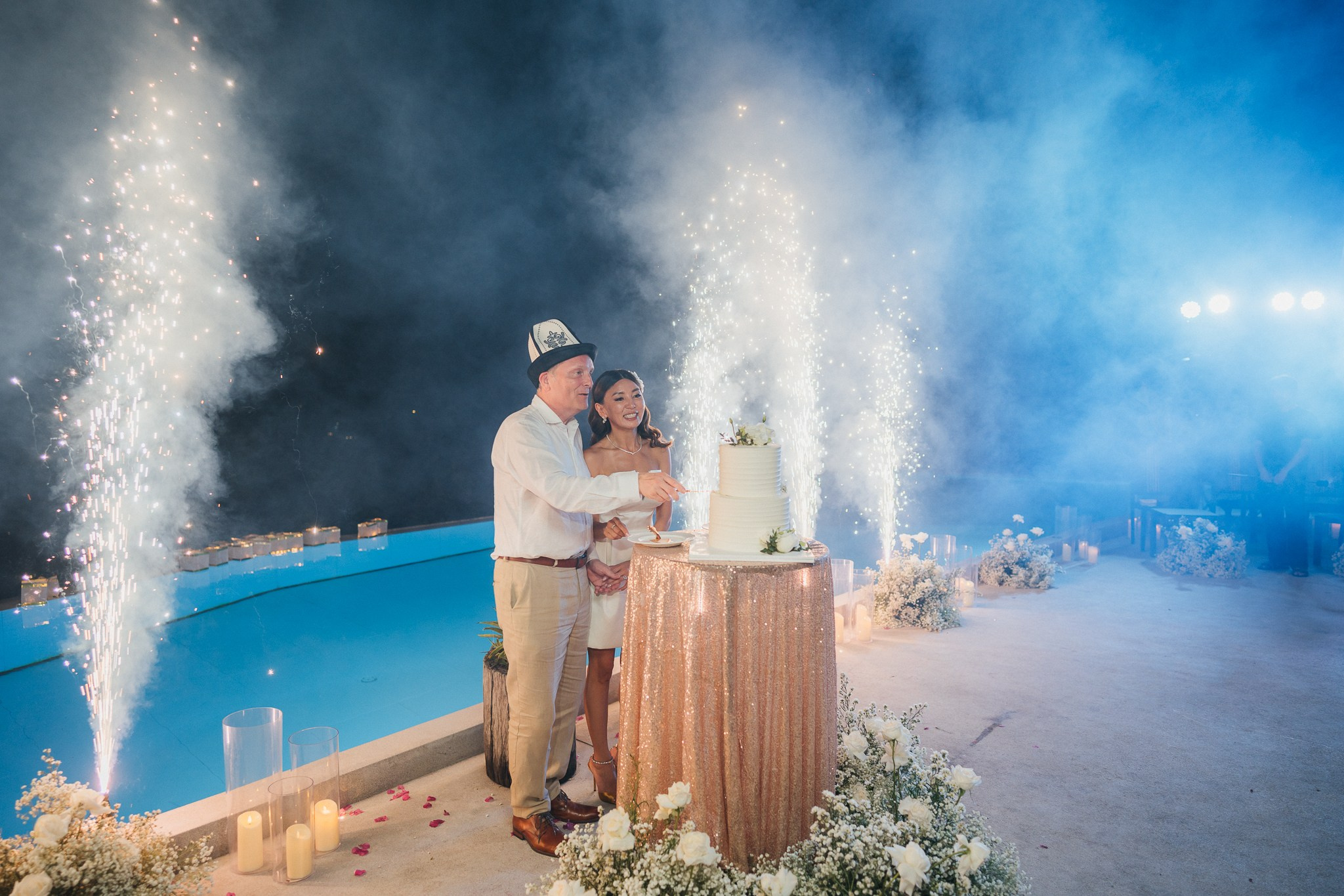 Luxury tropical wedding decoration at a private villa in Koh Samui