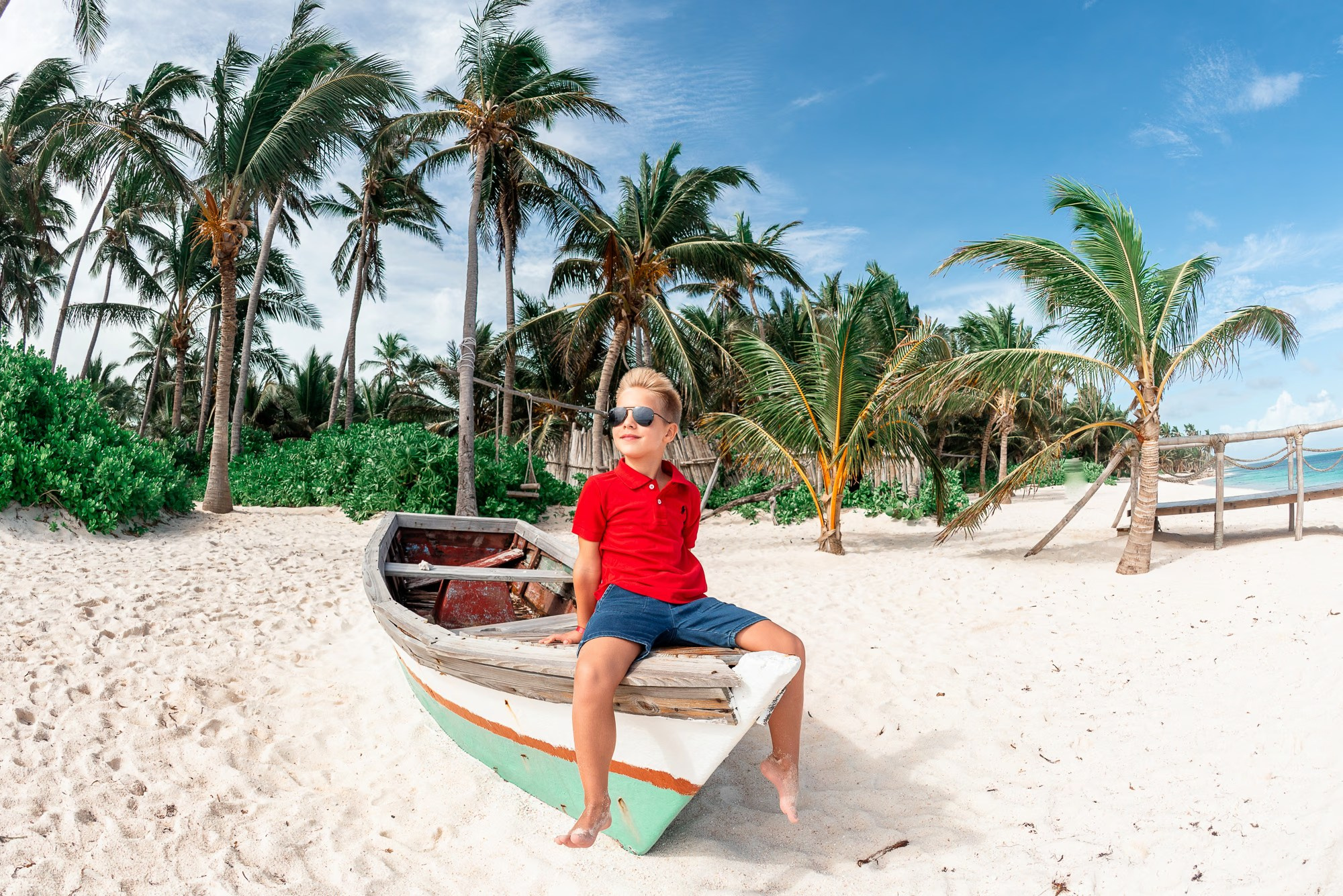 Punta Cana family photoshoot at sunset with stunning Caribbean scenery.