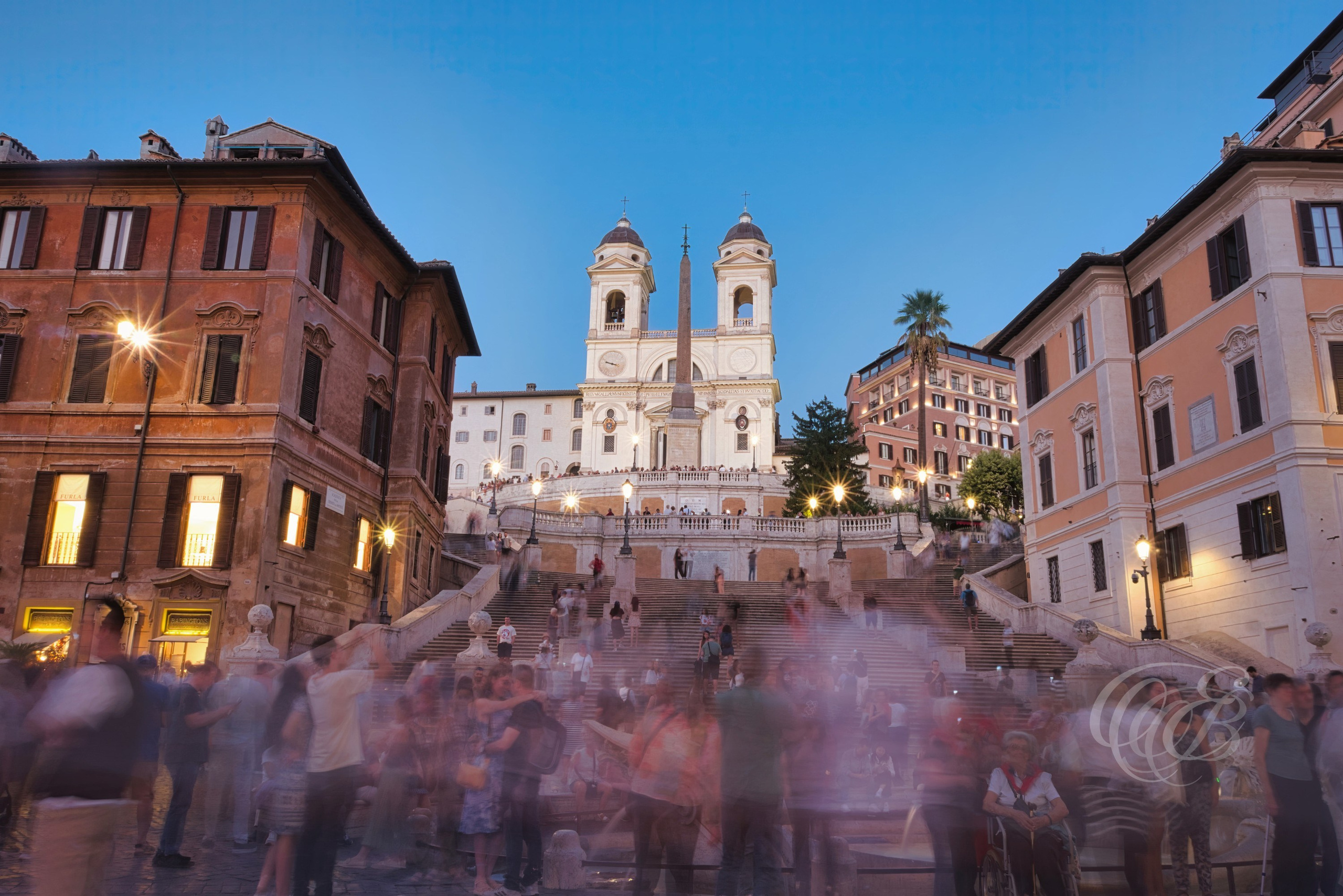 ITALY PHOTOGRAPHY — Spanish Steps Long Exposure — View of the Spanish Steps connecting Piazza di Spagna with the Church of Trinità dei Monti, one of Rome's most celebrated historic landmarks, Rome, Italy — Eduardo Bartoli Photography.