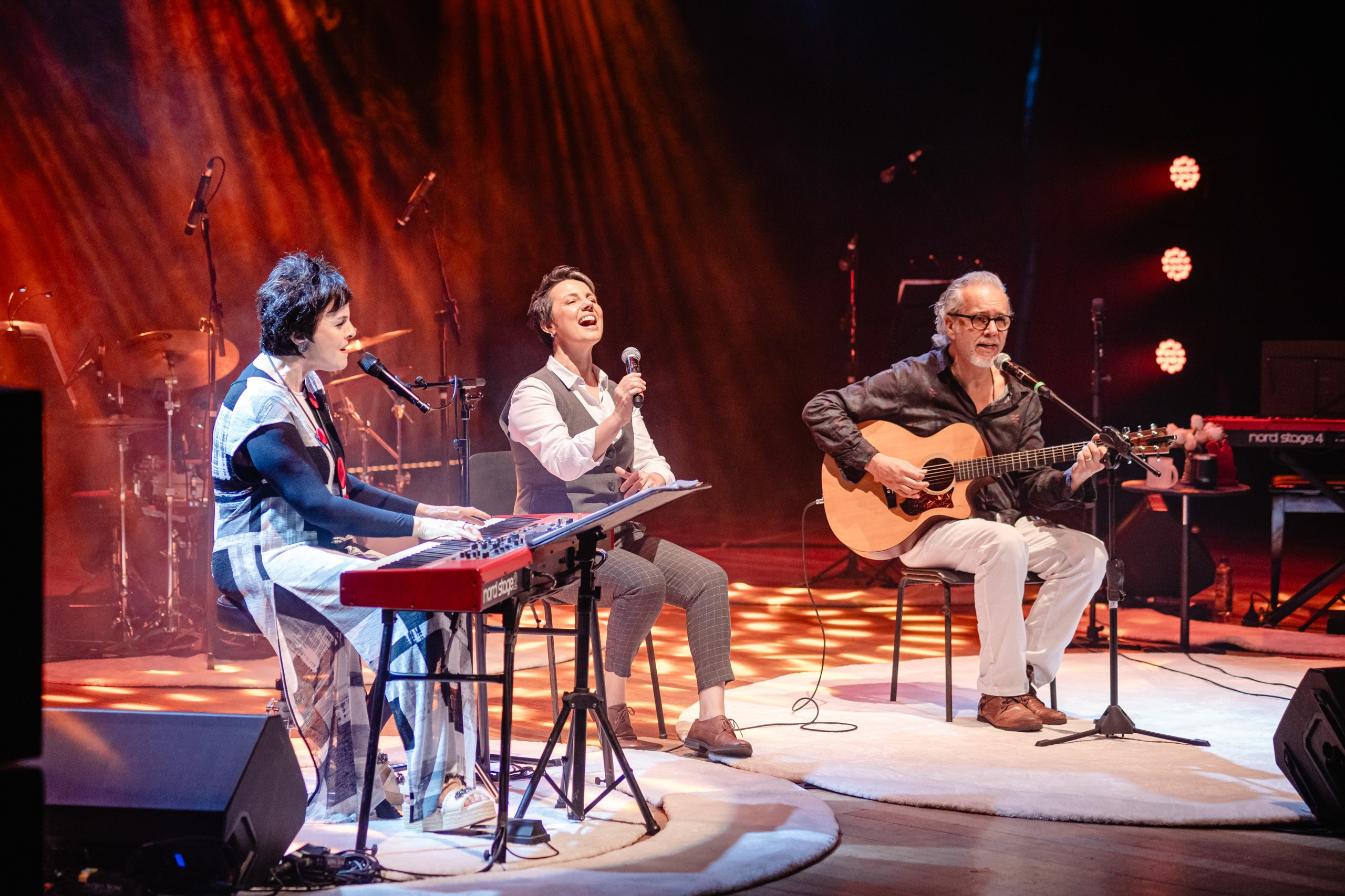 Fotografia de show da cantora Leila Pinheiro no Teatro Municipal de Itajaí