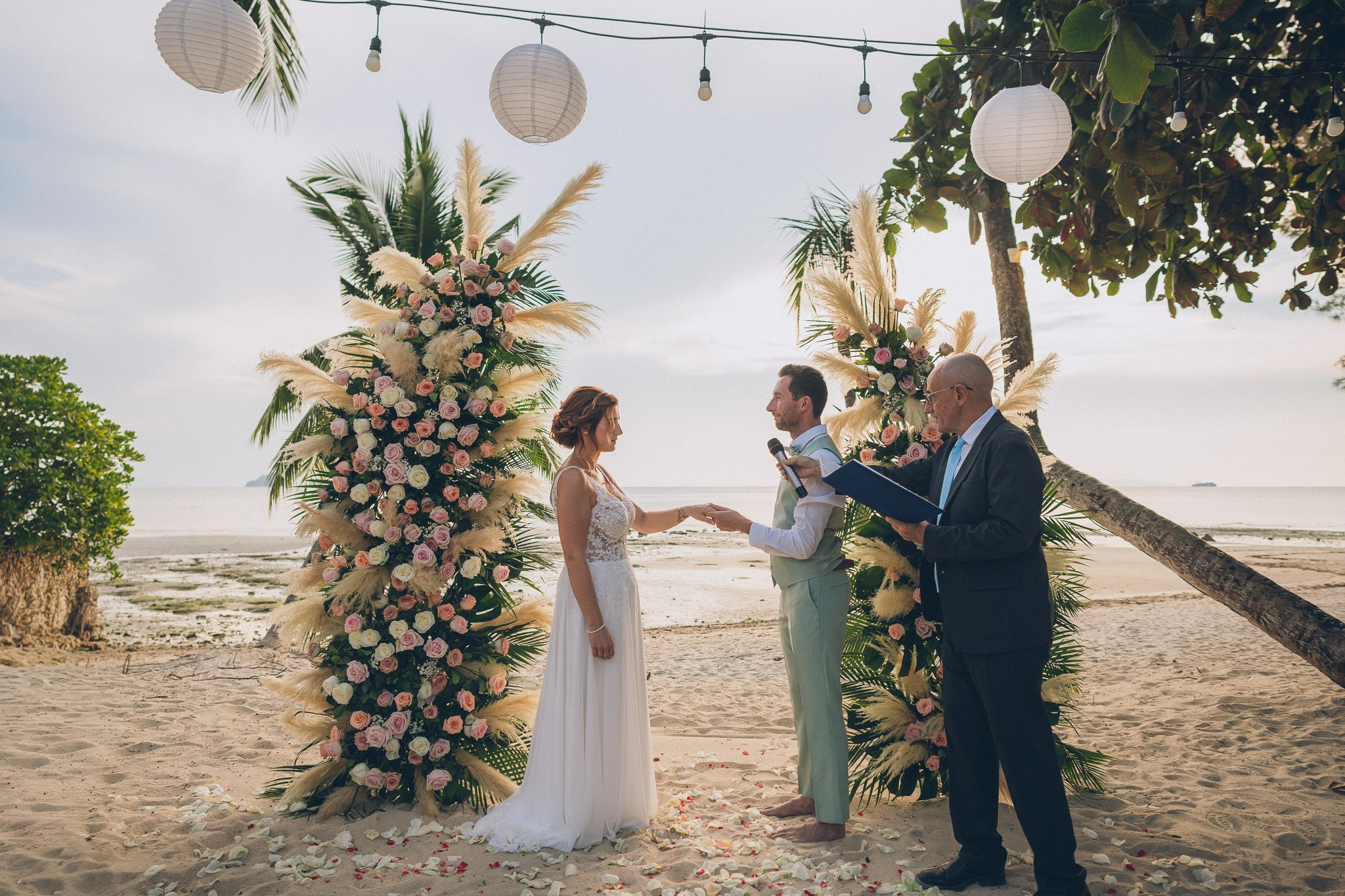 Sunset Beach Wedding with Guests in Koh Samui