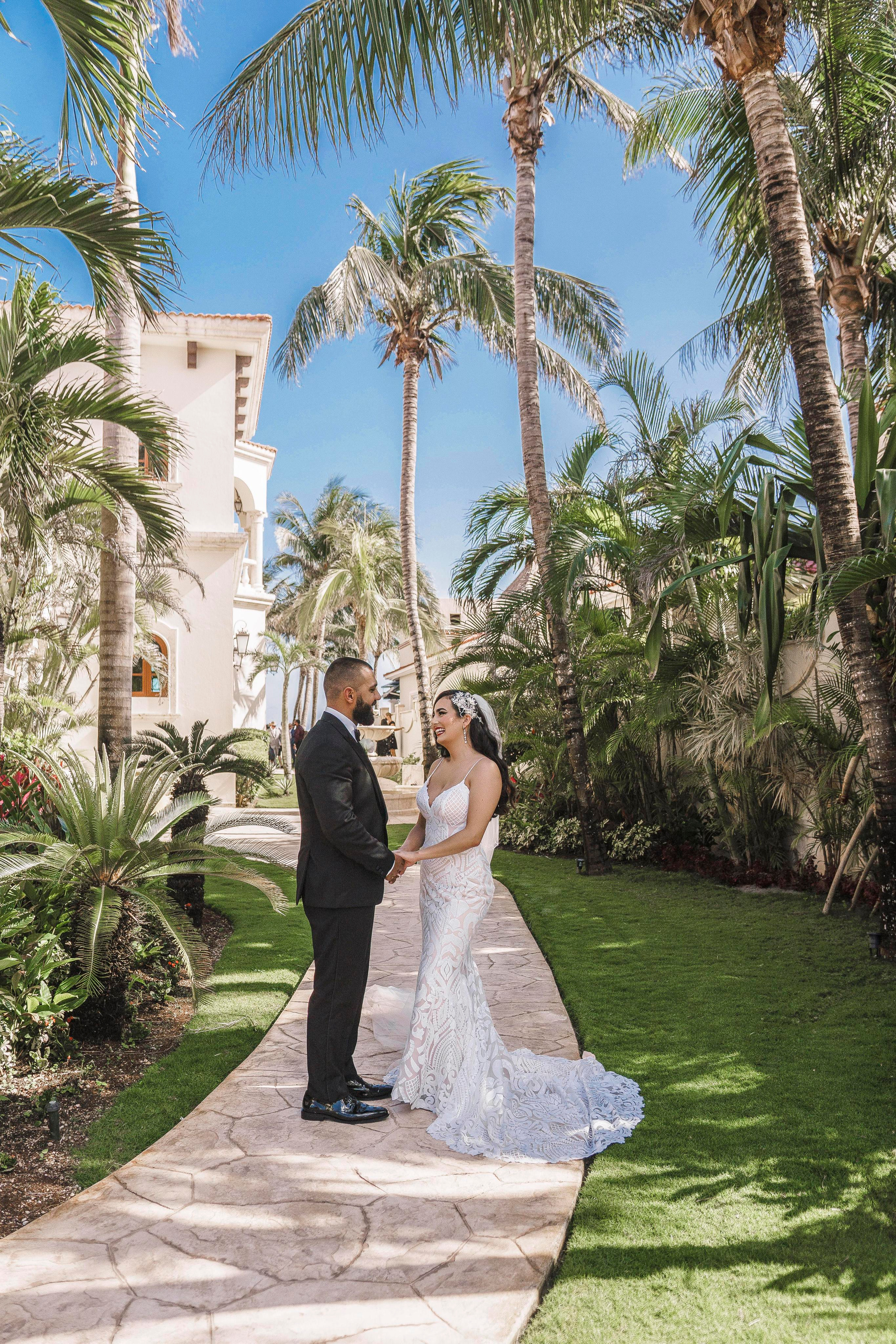 Fine art wedding image with architecture and natural light in Tulum