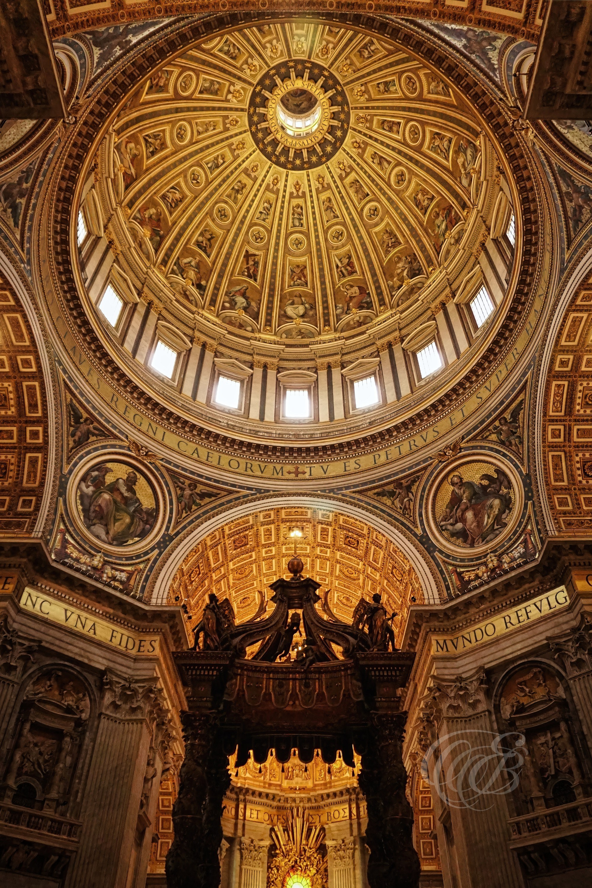 ITALY PHOTOGRAPHY — St. Peter's Basilica Under the Dome — Interior view beneath the dome of St. Peter's Basilica, one of the greatest masterpieces of Renaissance architecture and Christian art, Vatican City, Rome, Italy — Eduardo Bartoli Photography.