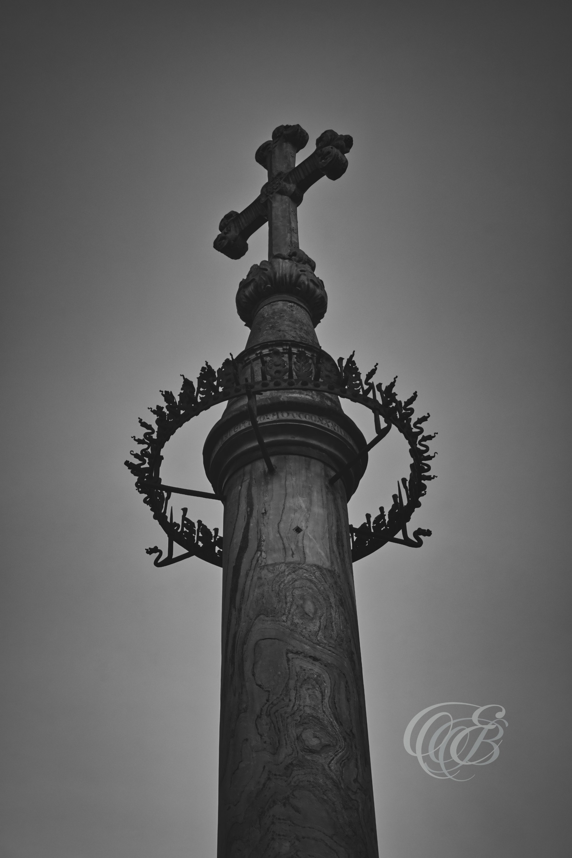 ITALY – FLORENCE — Cross of San Giovanni Matte Black and White — Religious cross associated with the Baptistery of San Giovanni in Florence, showing sculptural detail, sacred symbolism, and historic architectural context, Florence, Italy — Eduardo Bartoli Photography.