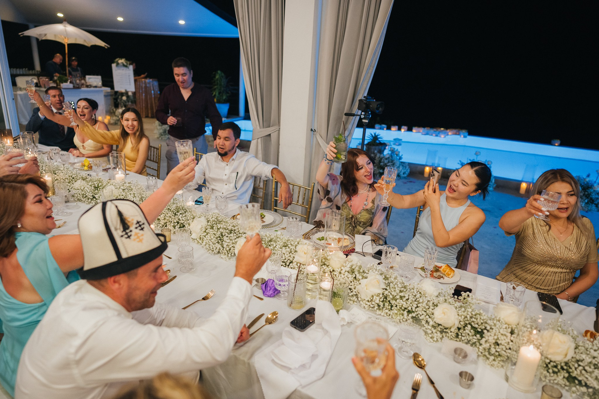 Romantic villa wedding venue decorated with fresh flowers in Koh Samui