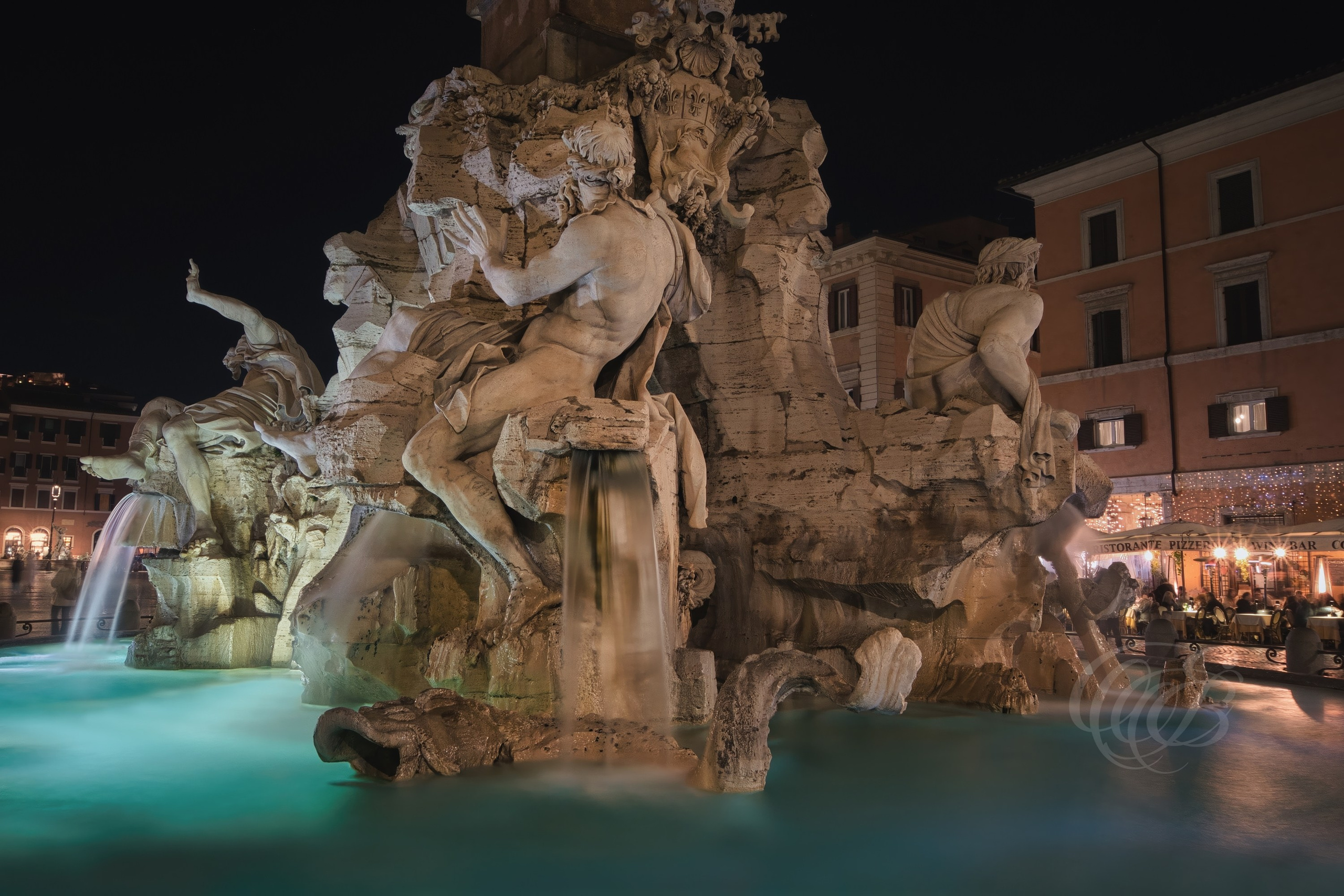 Rome Italy - Fontana dei Quattro Fiumi at piazza navona - Eduardo Bartoli Fine Art Photography - Fontana dei Quattro Fiumi in Piazza Navona at night, Rome, Italy – fine art photography by Eduardo Bartoli.