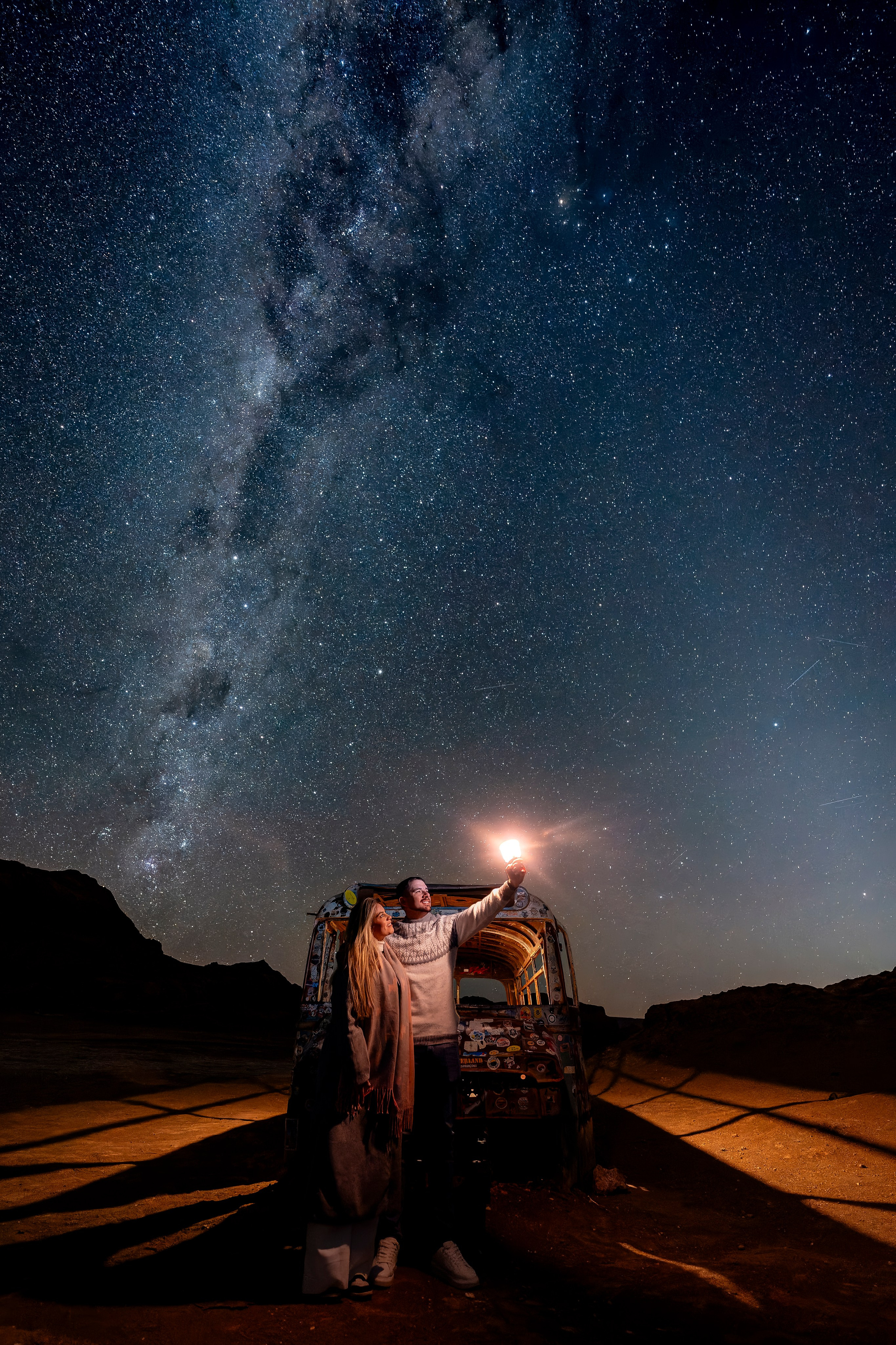 Vallecito Noturno — Pedido de casamento. Fotógrafo em San Pedro de Atacama