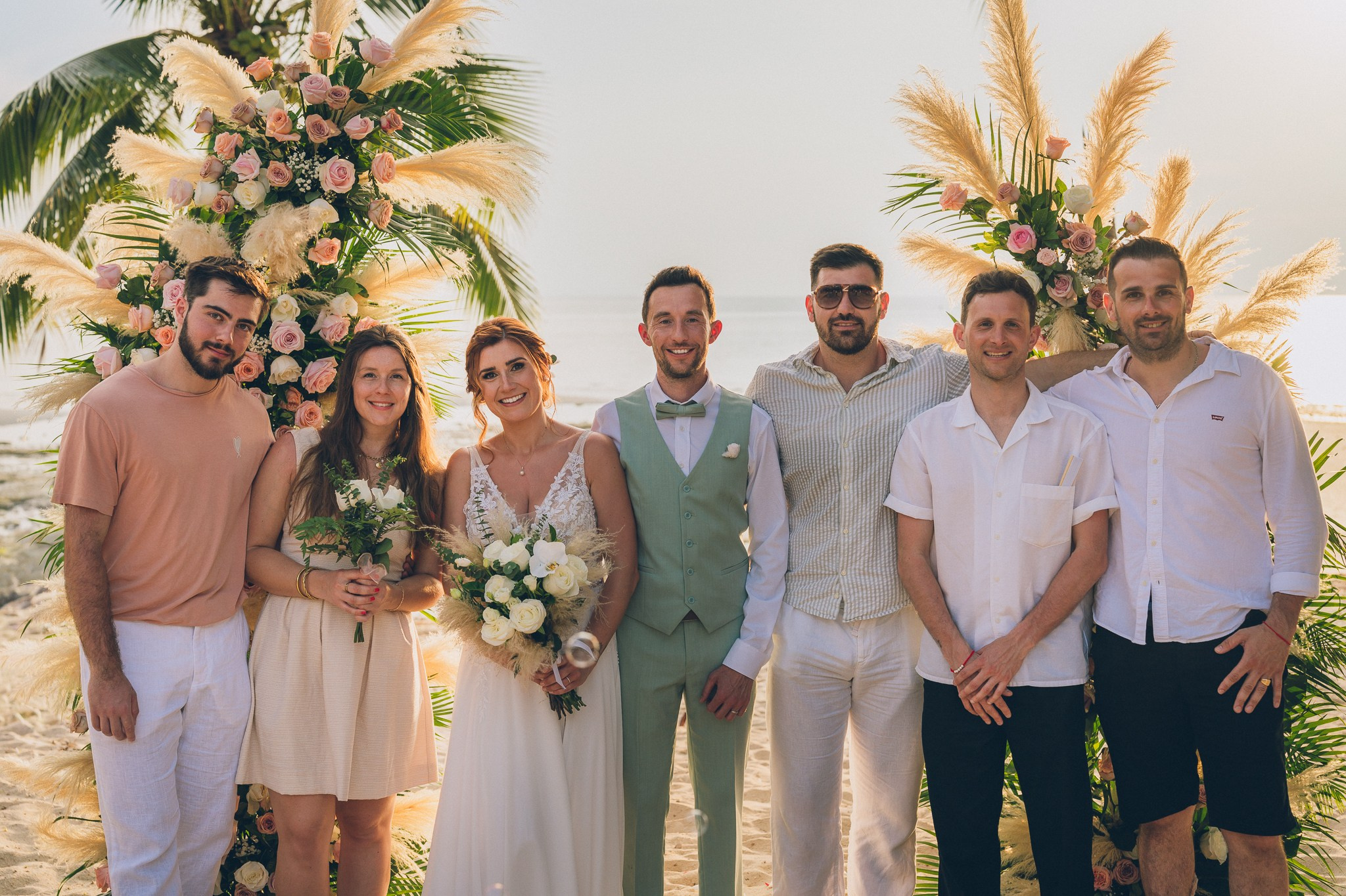 Sunset Beach Wedding with Guests in Koh Samui