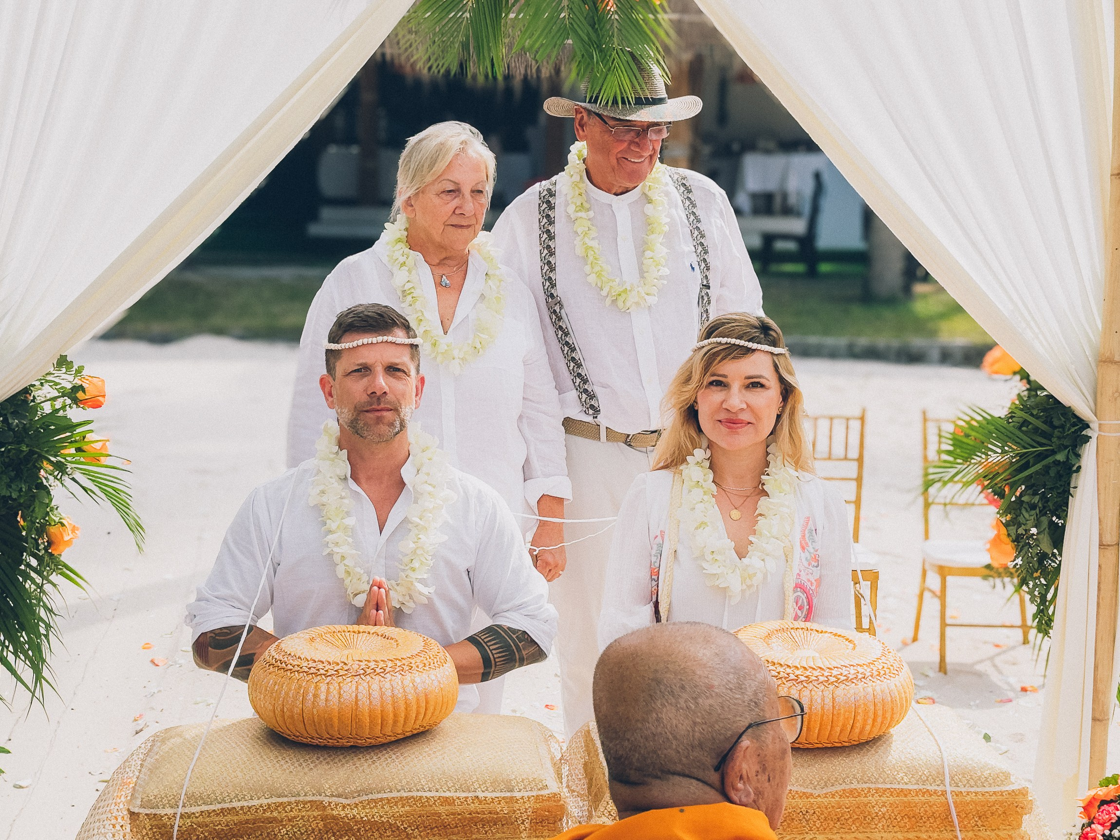 Beach sacred Buddhist Wedding Ceremony on Koh Samui, Thailand