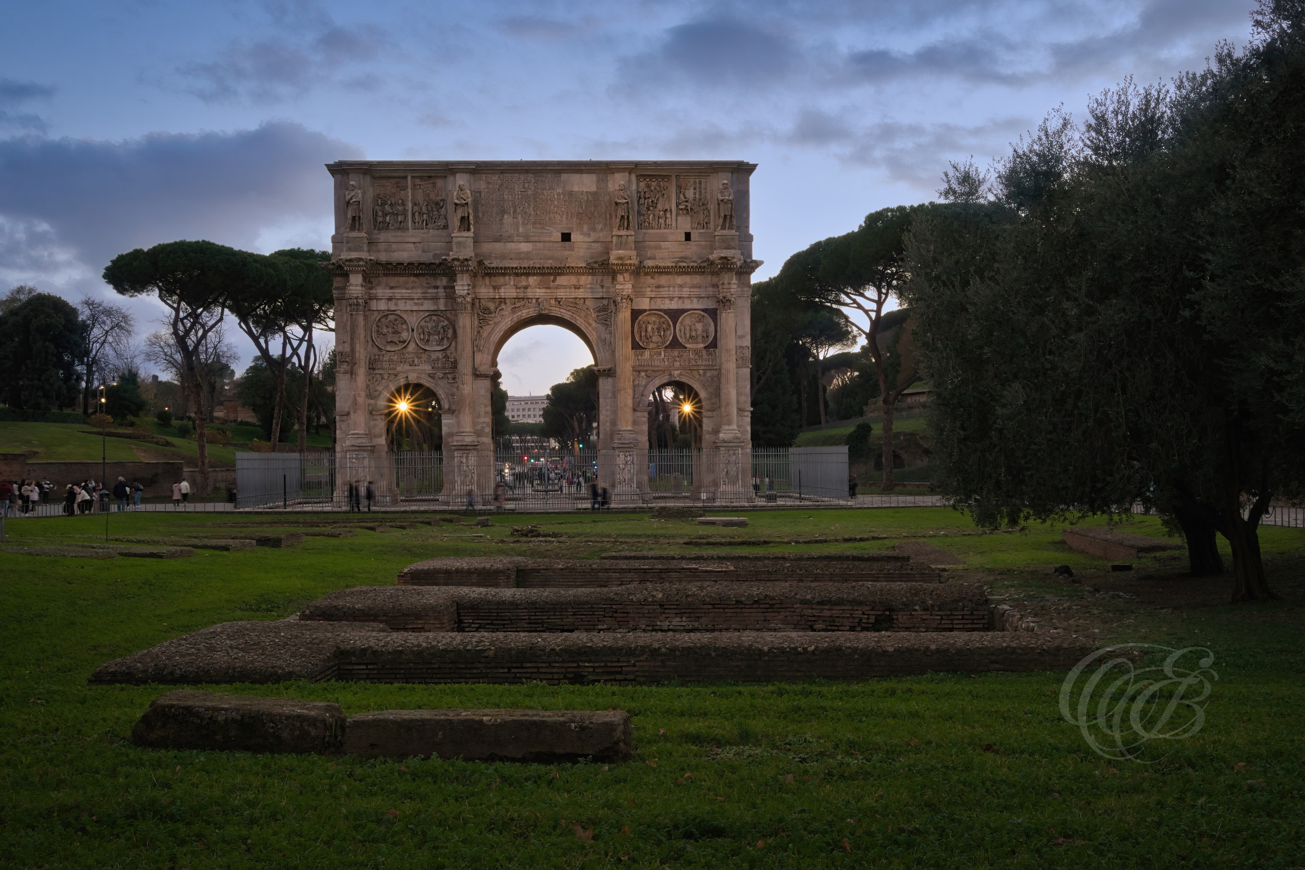 Rome, Italy—The Arch of Constantine at Sunset—Eduardo Bartoli Photography—Photograph of the Arch of Constantine, triumphal arch completed in AD 315 to commemorate Emperor Constantine's victory at the Battle of the Milvian Bridge in AD 312—Rome, Italy—The Arch of Constantine at Sunset—Eduardo Bartoli Photography.