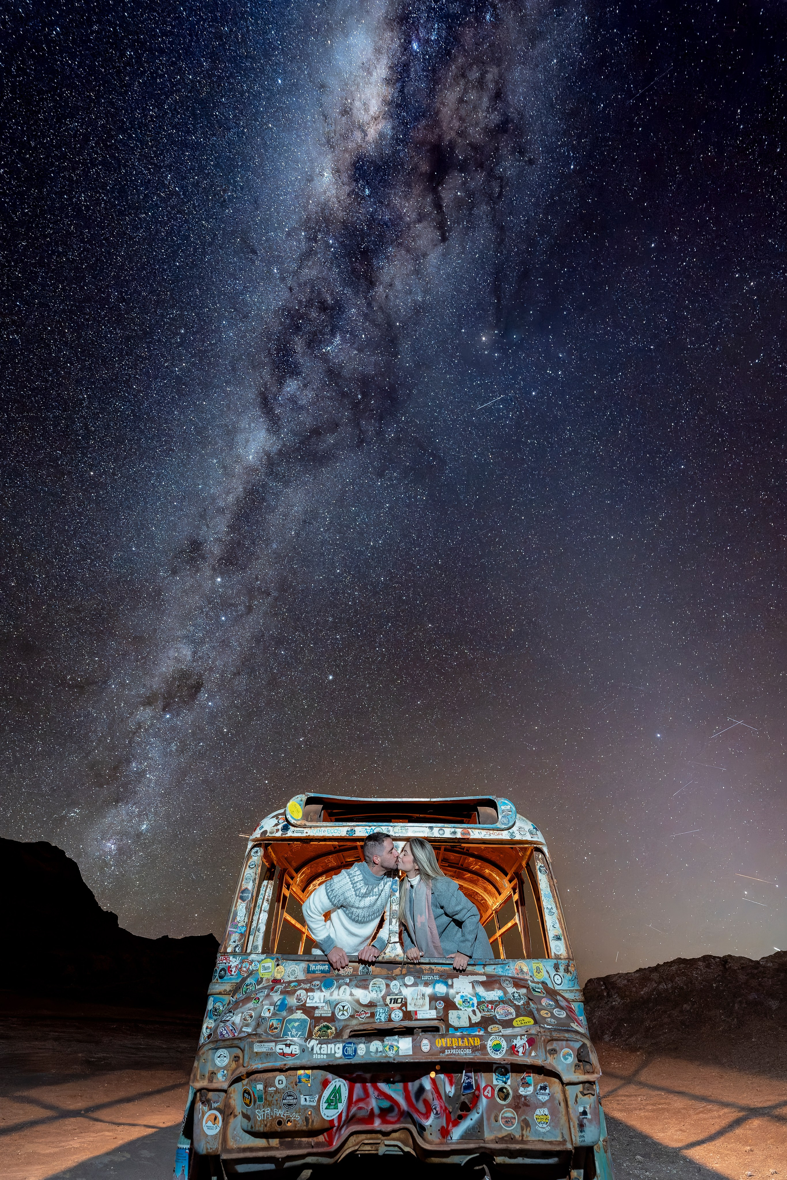 Vallecito Noturno — Pedido de casamento. Fotógrafo em San Pedro de Atacama