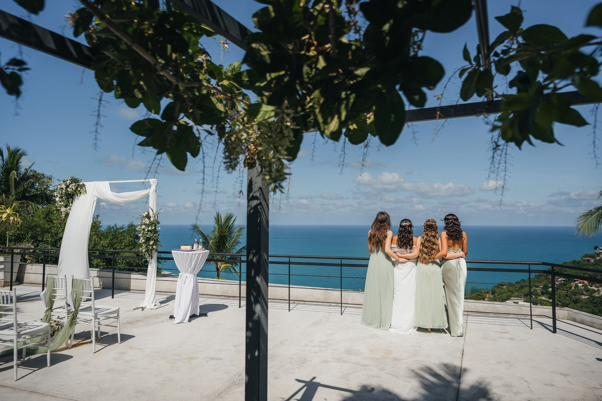 Romantic villa wedding venue decorated with fresh flowers in Koh Samui