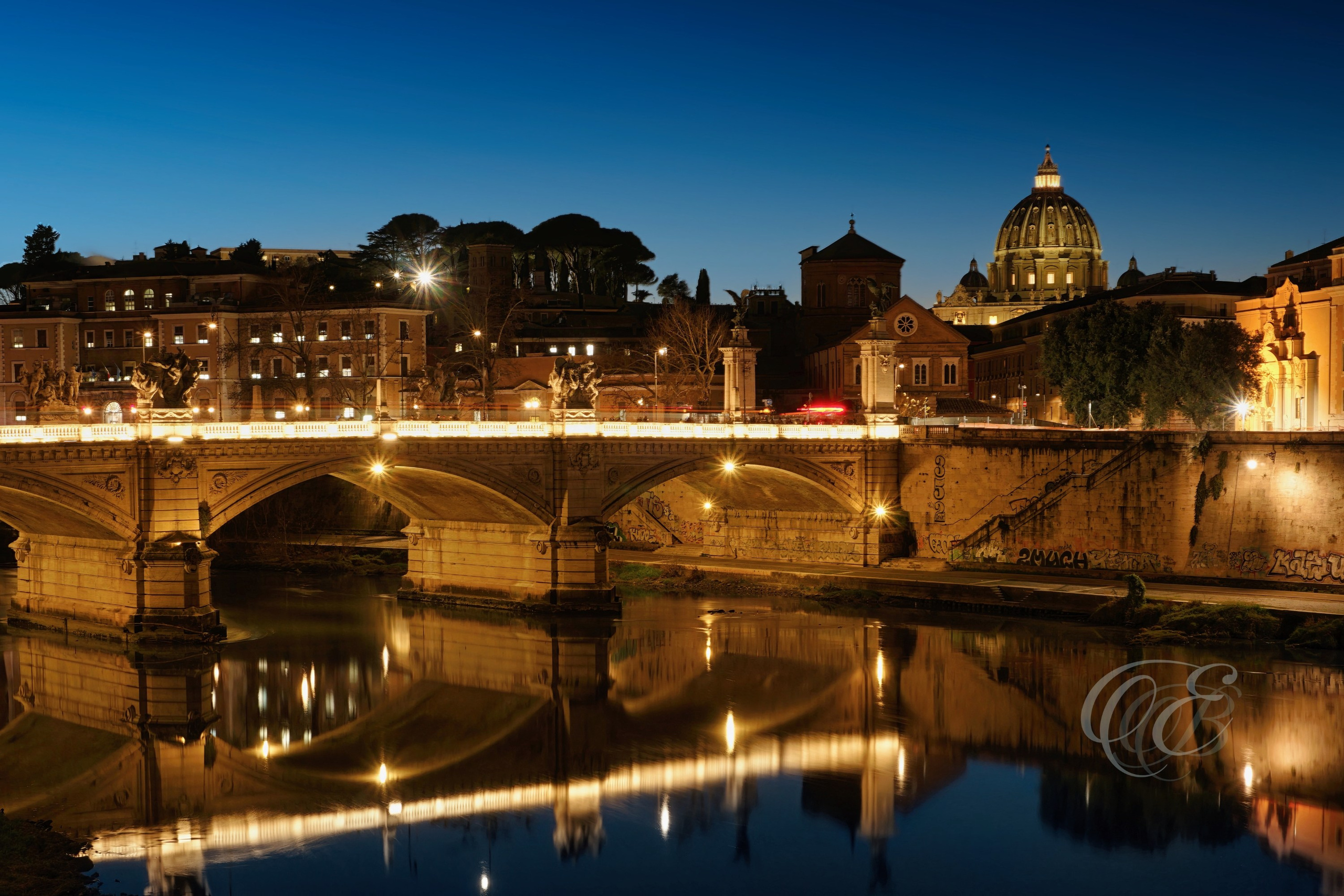 Rome Italy - Sunset at Ponte Vittorio Emanuele II - Eduardo Bartoli Fine Art Photography - Sunset at Ponte Vittorio Emanuele II in Rome, Italy – fine art photography by Eduardo Bartoli.