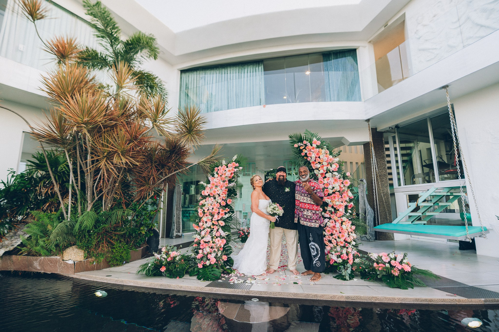 Elegant villa wedding ceremony overlooking the ocean in Koh Samui, Thailand