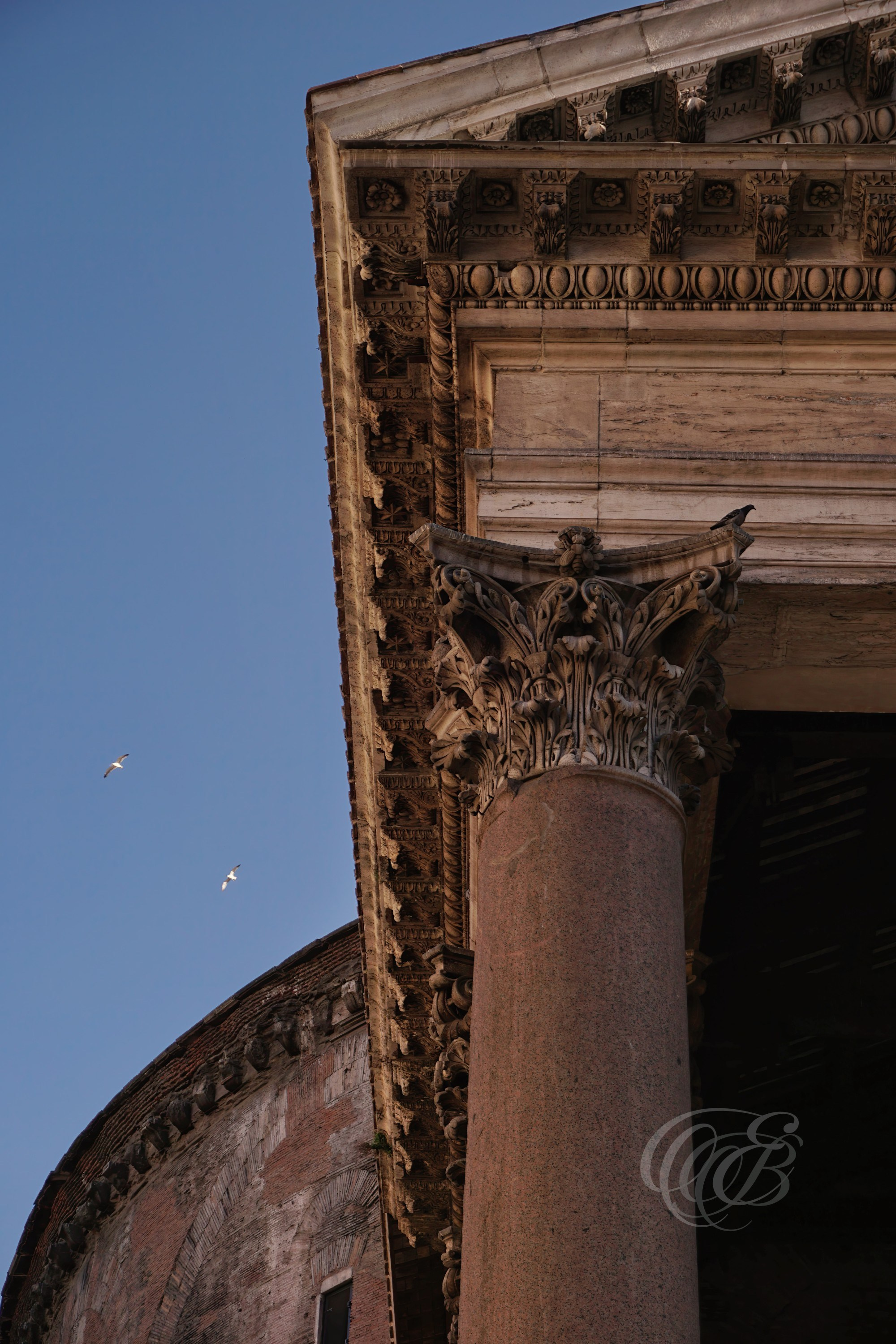 Rome, Italy—Pantheon Close Up Detail—Eduardo Bartoli Photography—Photograph of the Pantheon, ancient Roman temple completed around AD 126 during the reign of Emperor Hadrian and renowned for its architectural innovation—Rome, Italy—Pantheon Close Up Detail—Eduardo Bartoli Photography.