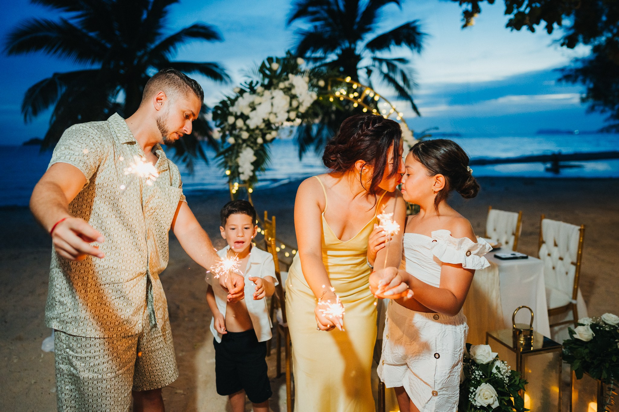 Escape Wedding with Kids on Koh Samui Beach, Thailand