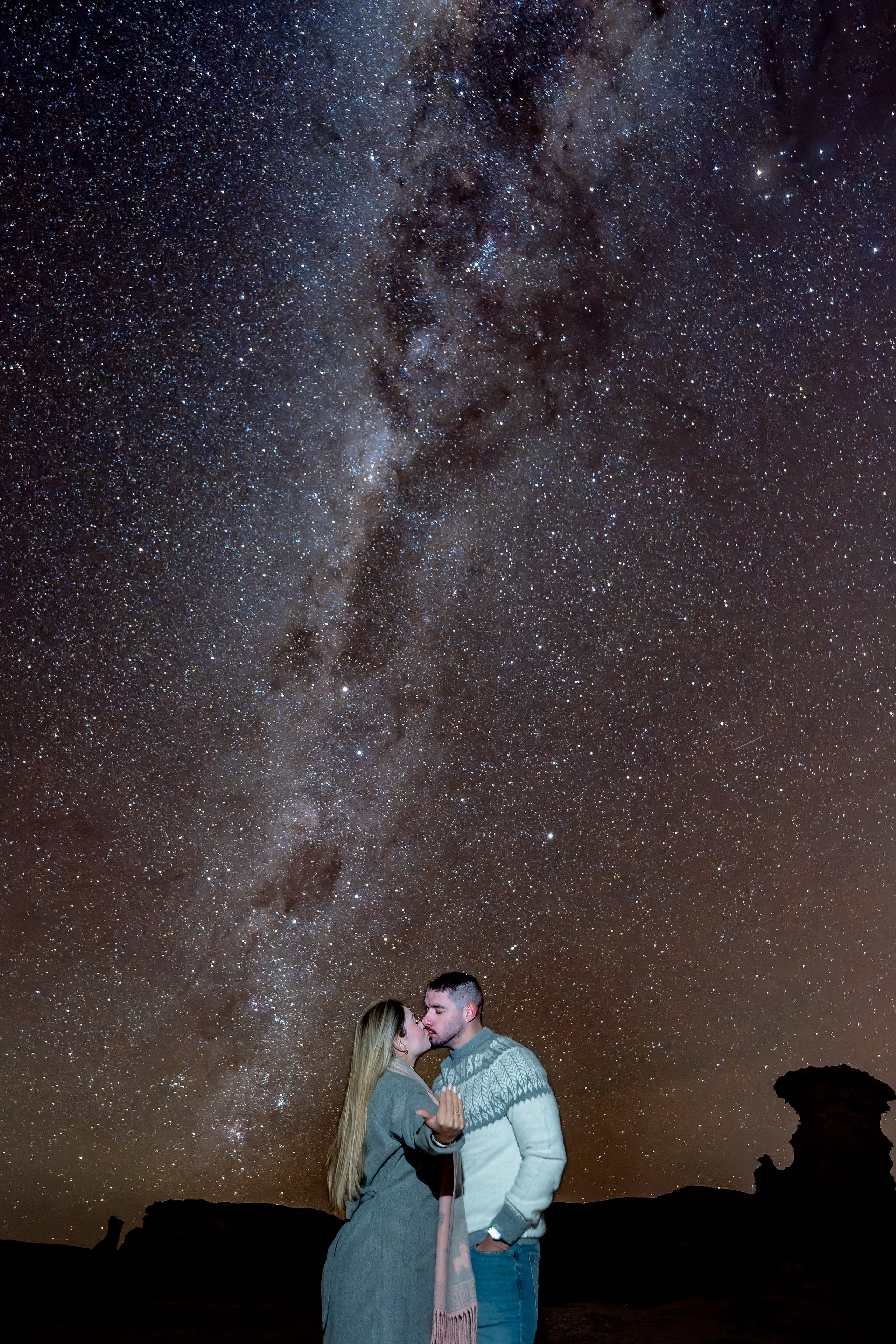Vallecito Noturno — Pedido de casamento. Fotógrafo em San Pedro de Atacama