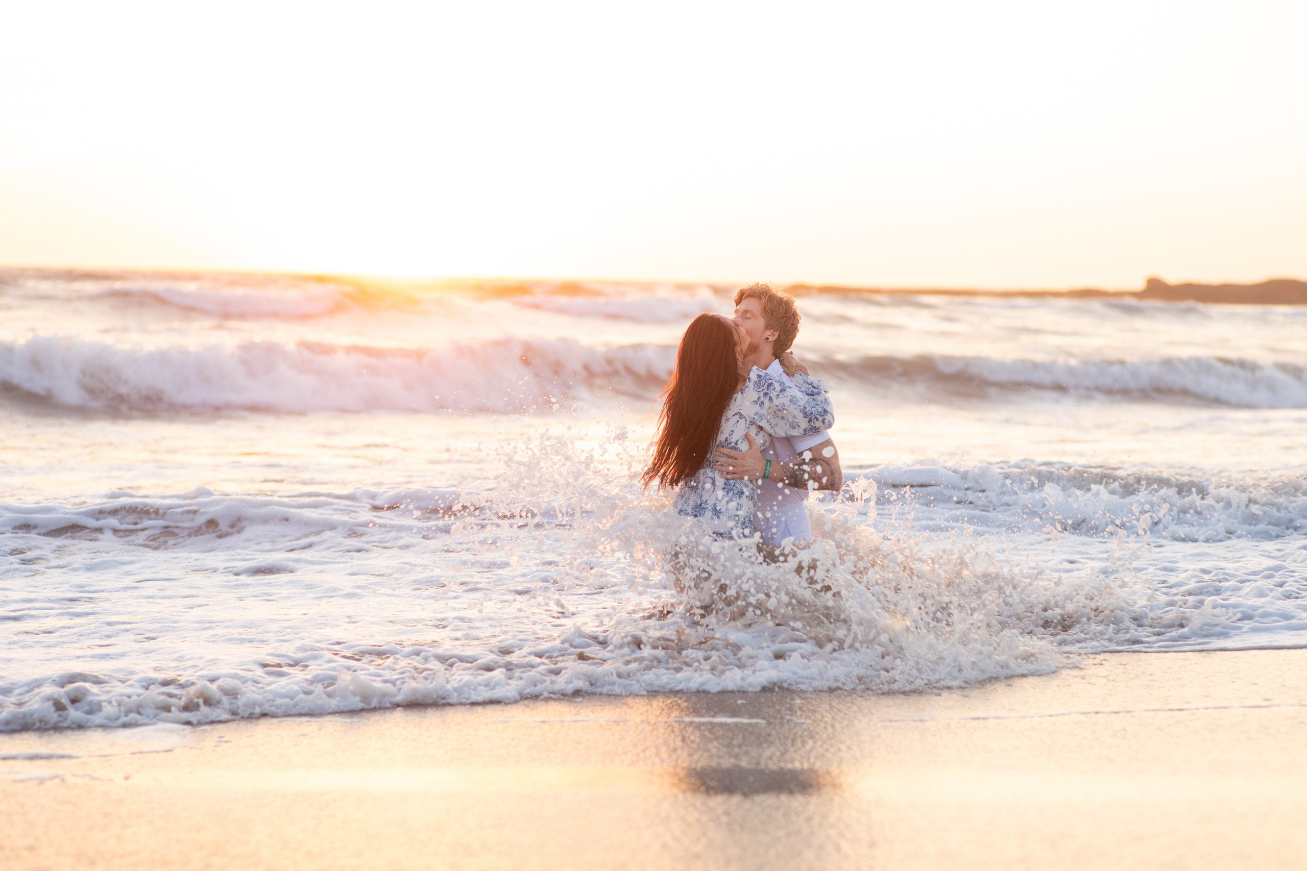 Couple photoshoot on the water at Beach Cerritos Mazatlan