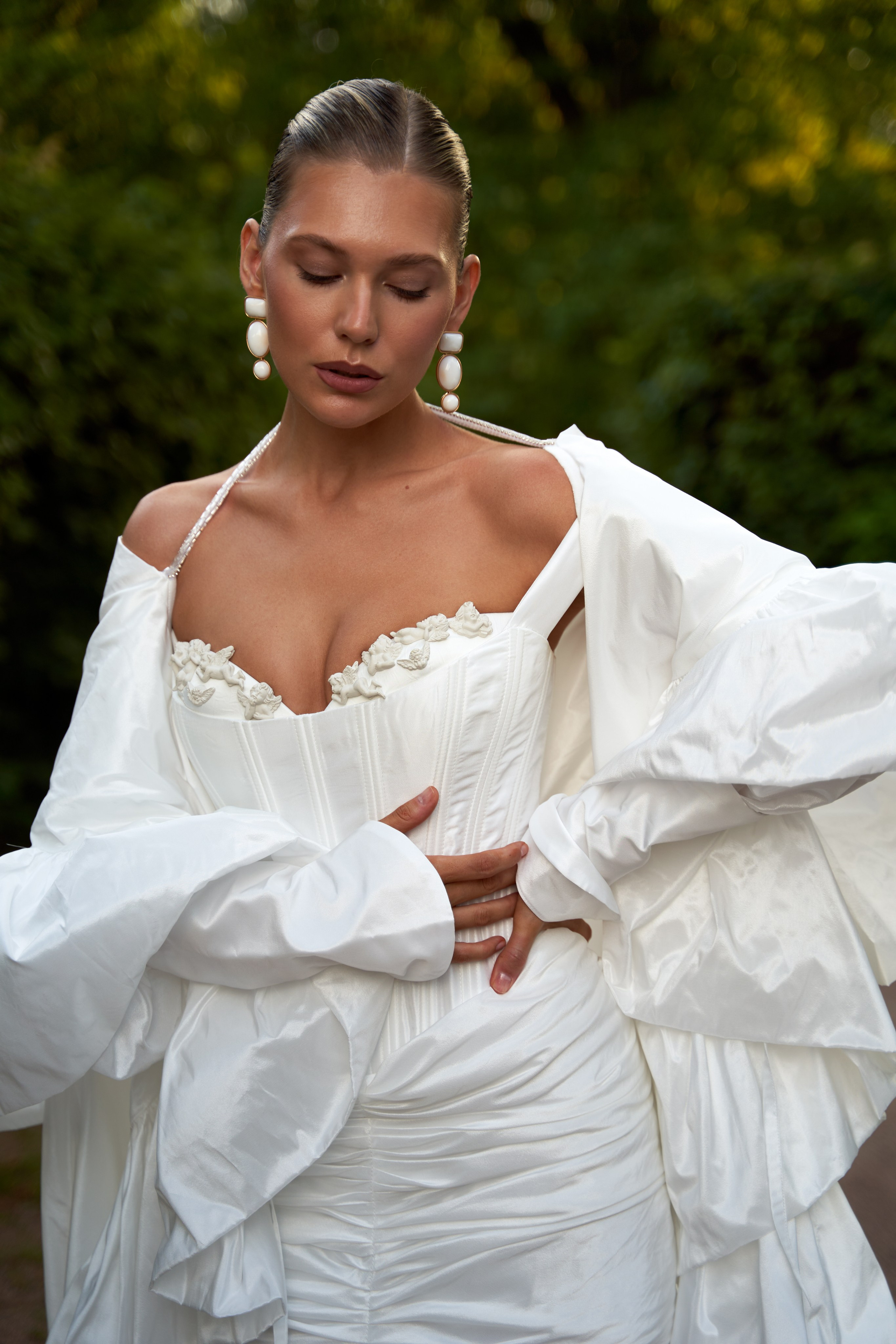 Editorial wedding photography with classical architecture and refined mood
