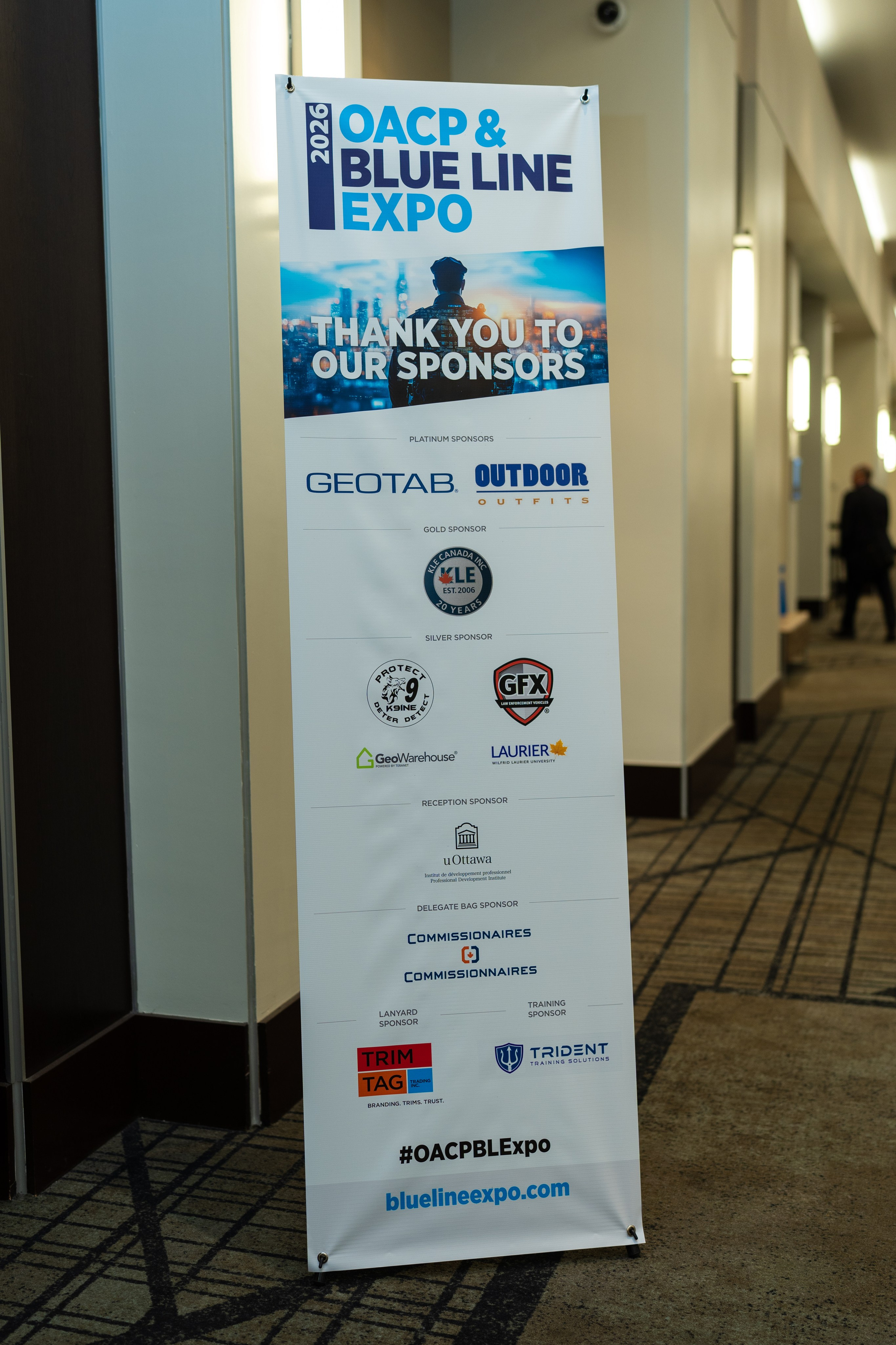 Blueline Expo 2026 vertical event banner signage