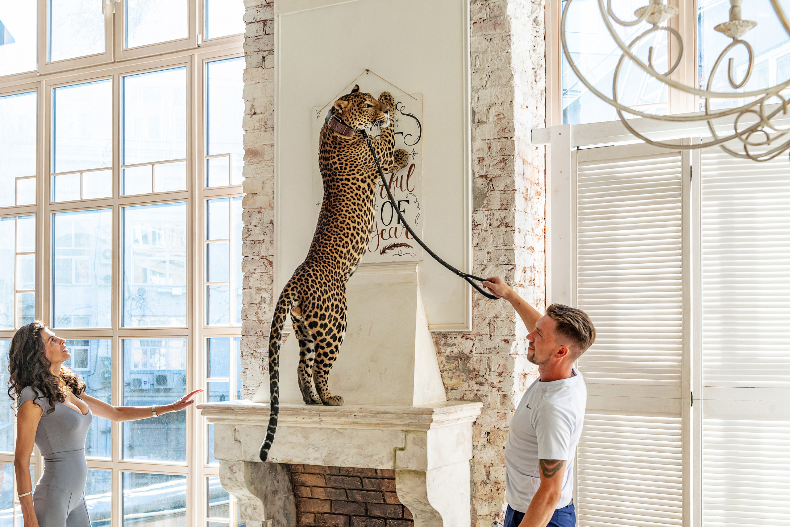 Photosession in the studio with a leopard. PHOTOGRAPHER QUINTANA ROO