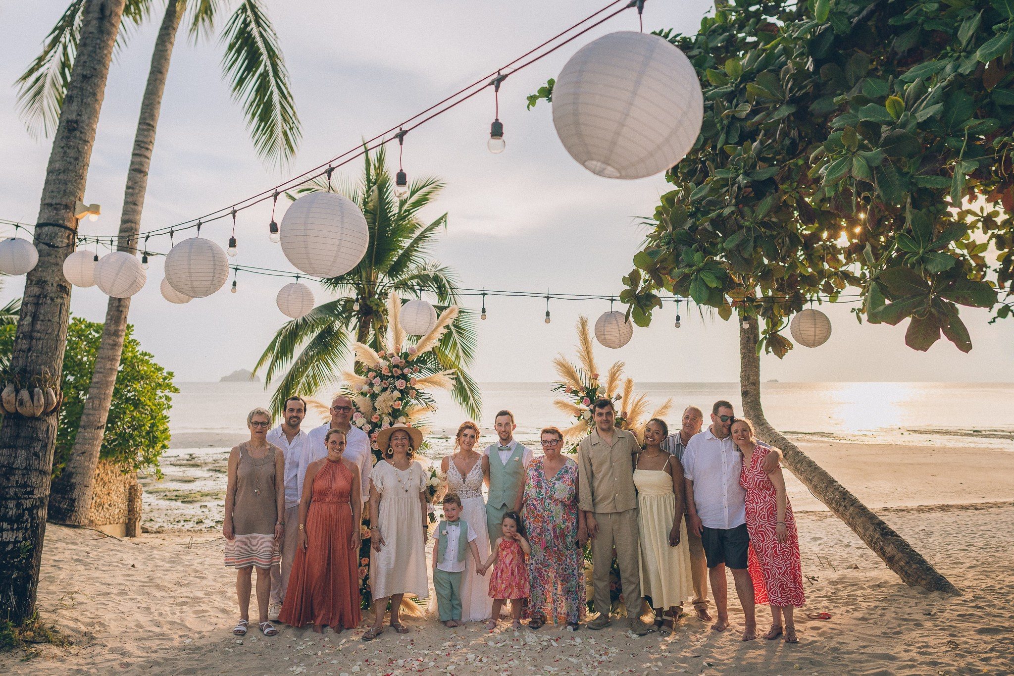 Sunset Beach Wedding with Guests in Koh Samui