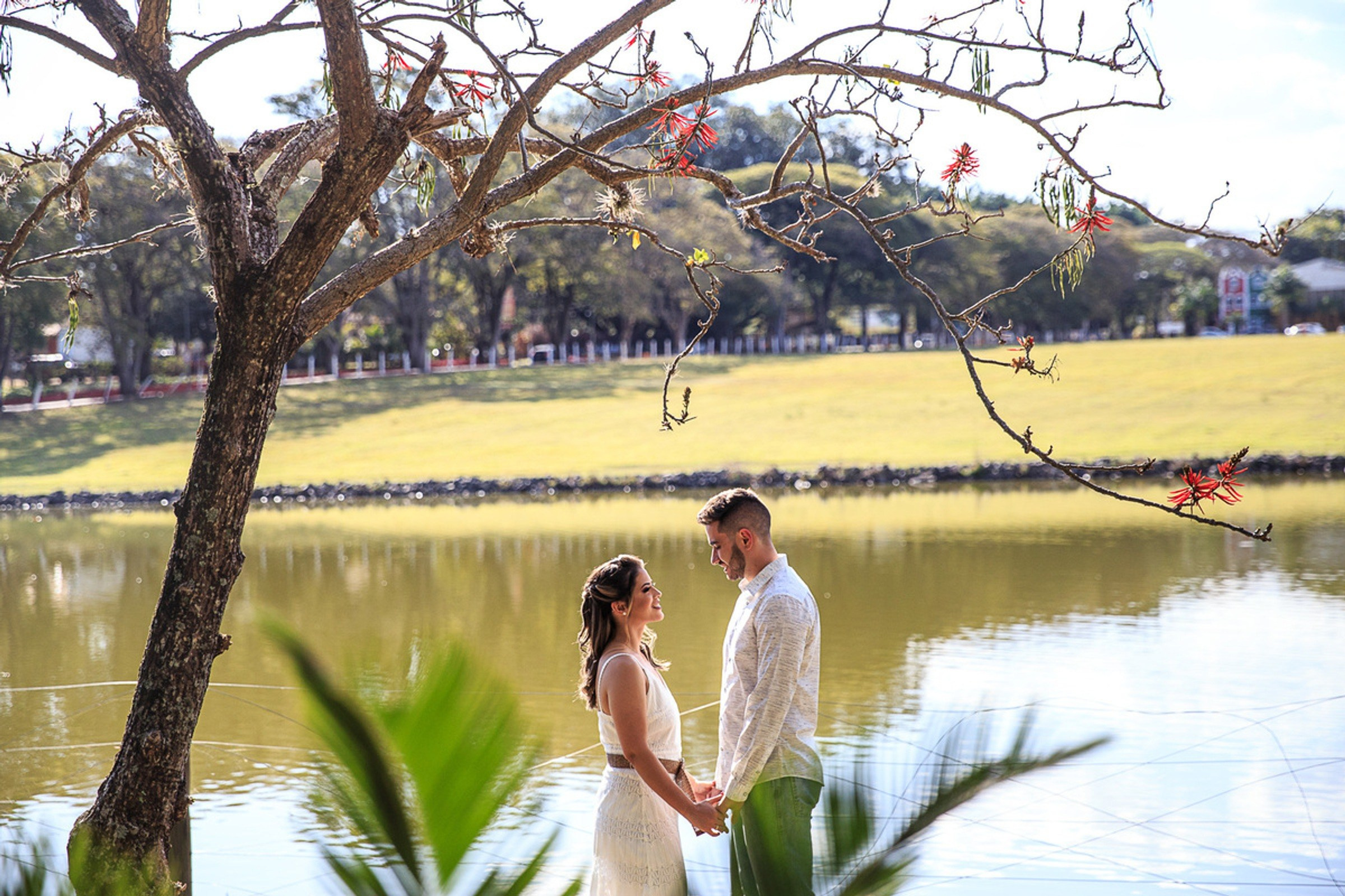 Casal Juliana e Sílvio em ensaio pré-wedding nas flores de Holambra