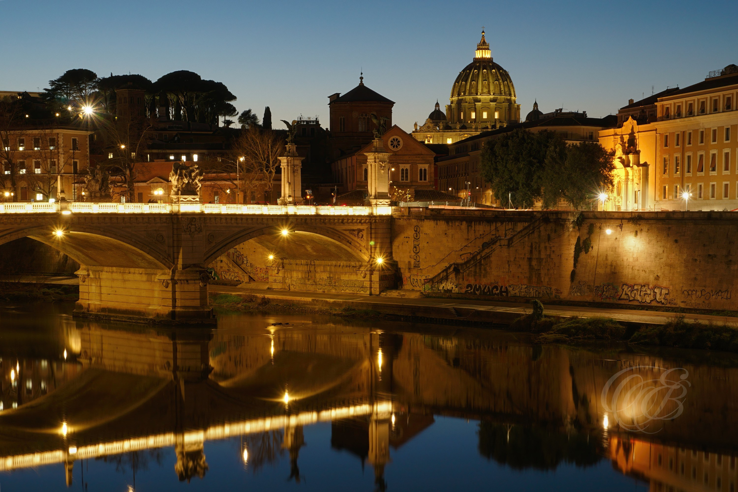 Rome, Italy—The Vatican & Ponte Vittorio Emanuele II—Eduardo Bartoli Photography—Photograph of Ponte Vittorio Emanuele II and the Vatican, historic landmarks associated with the unification of Italy and the religious center of the Catholic Church in Rome, Italy—Rome, Italy—The Vatican & Ponte Vittorio Emanuele II—Eduardo Bartoli Photography.