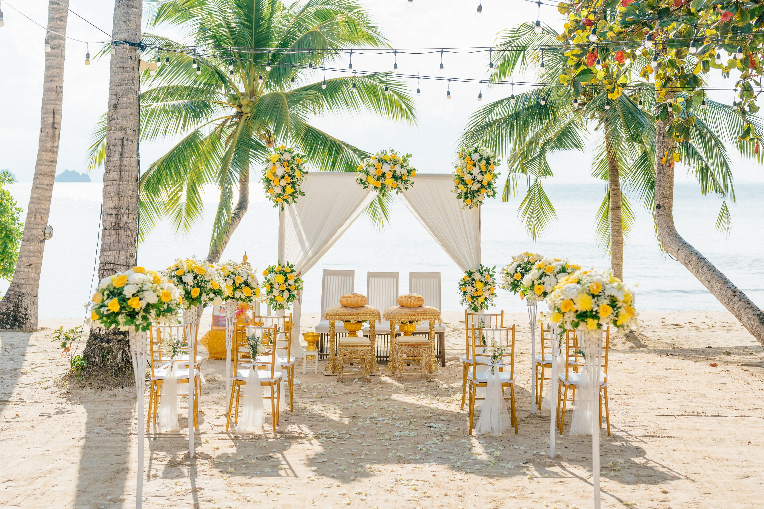 Buddhist Wedding Ceremony on the Beach in Koh Samui, Thailand
