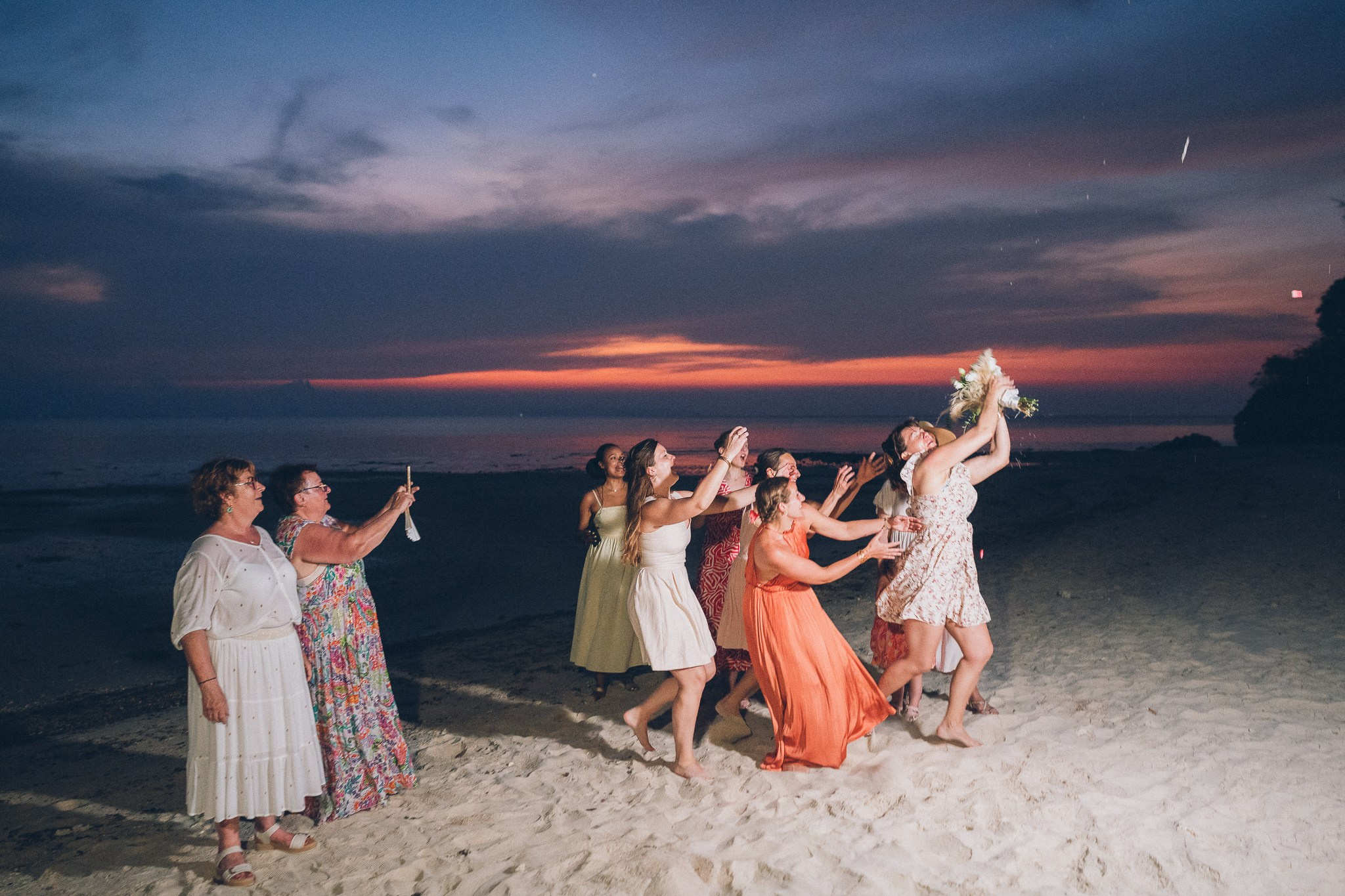 Sunset Beach Wedding with Guests in Koh Samui