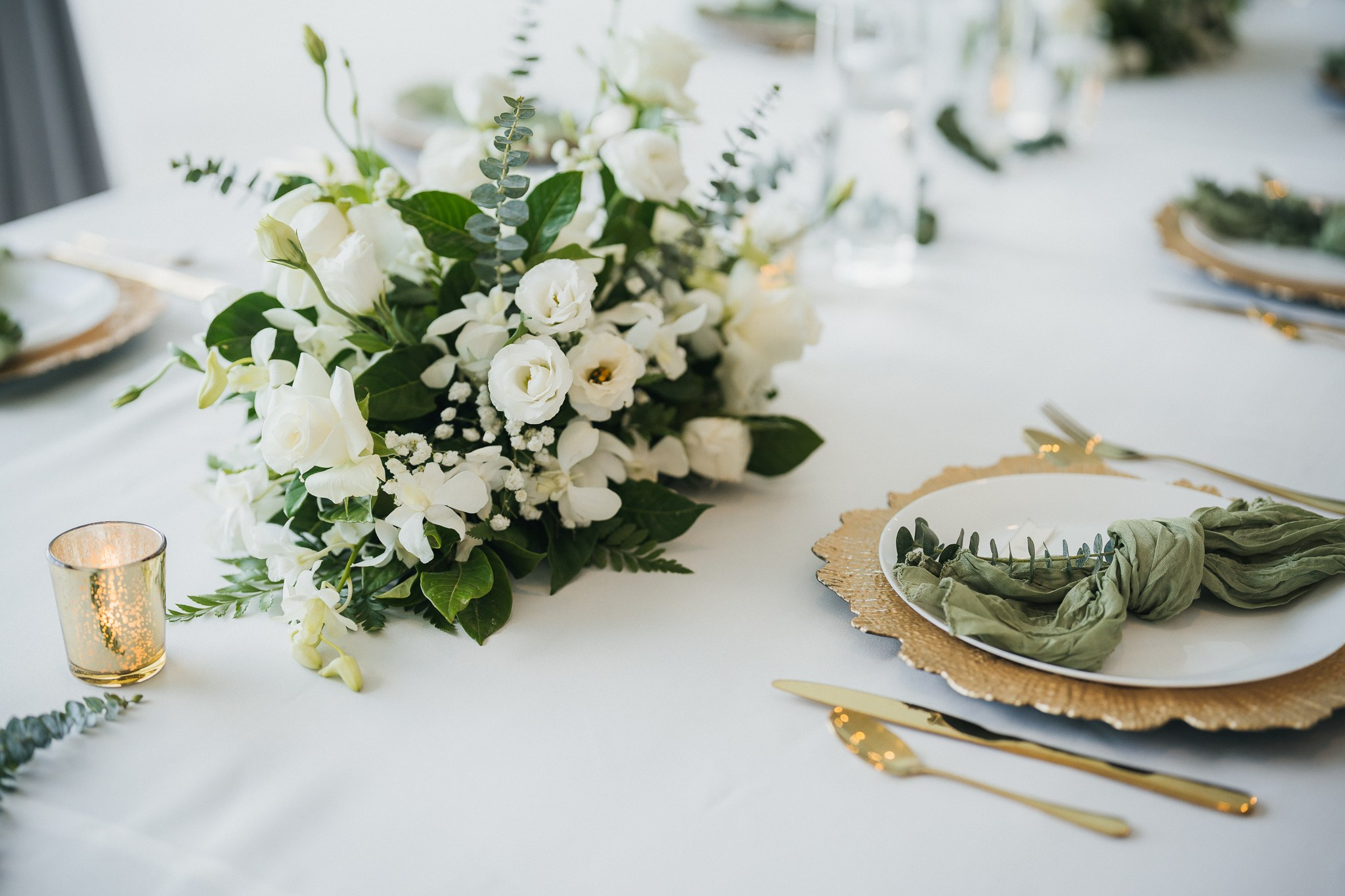 Romantic villa wedding venue decorated with fresh flowers in Koh Samui