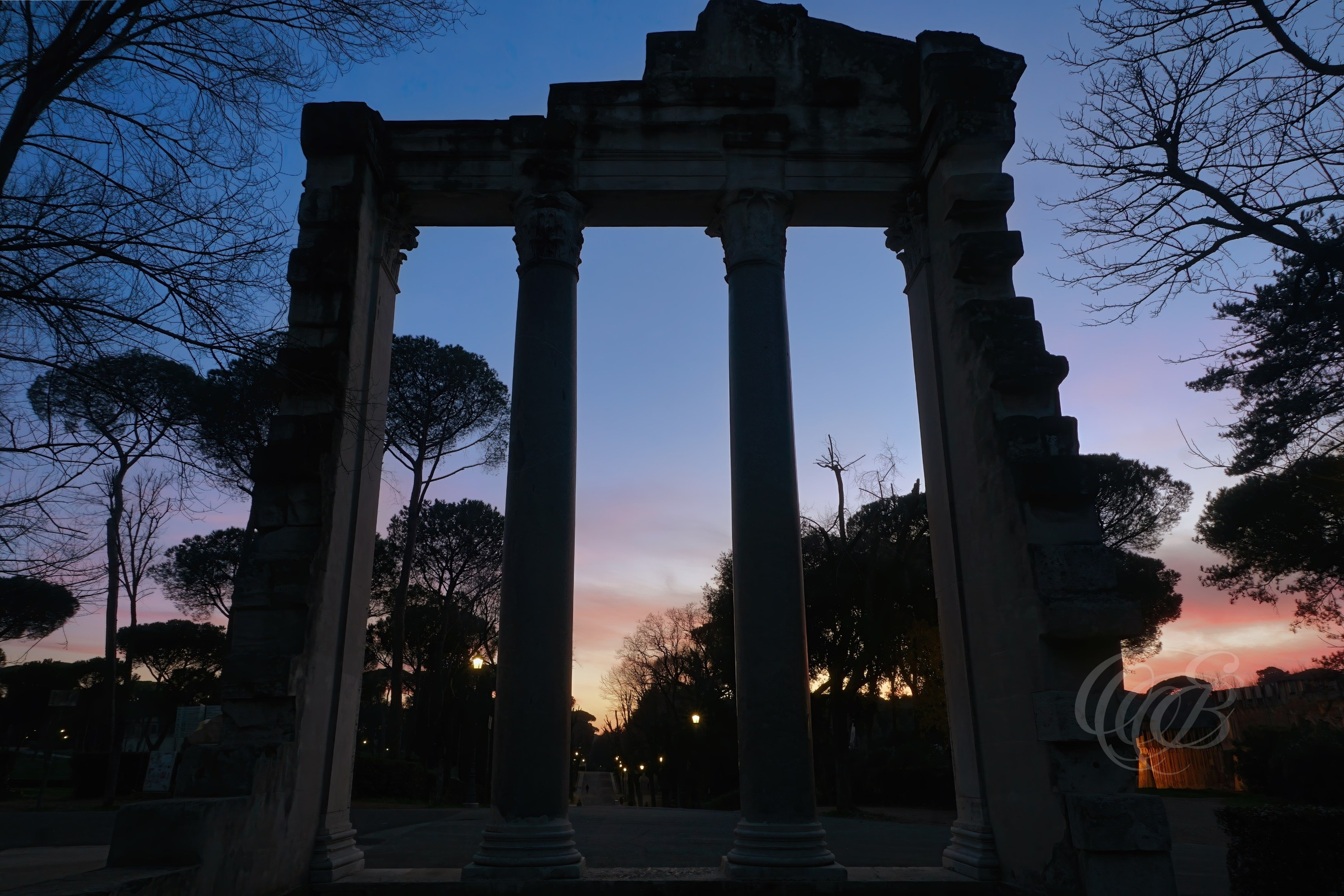 Rome Italy – Villa Borghese Temple of Antoninus and Faustina – Eduardo Bartoli Fine Art Photography – Photograph of the classical-style temple built from Roman fragments in Villa Borghese gardens.