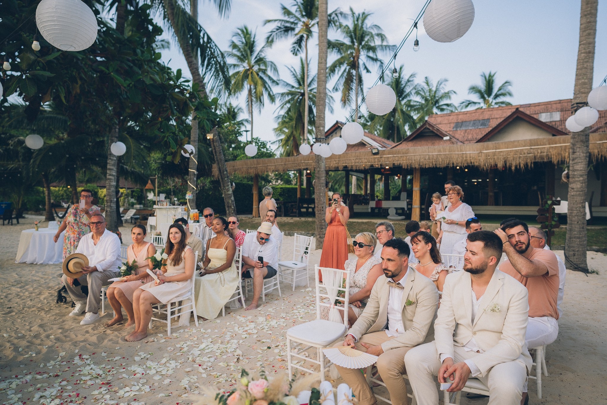 Sunset Beach Wedding with Guests in Koh Samui