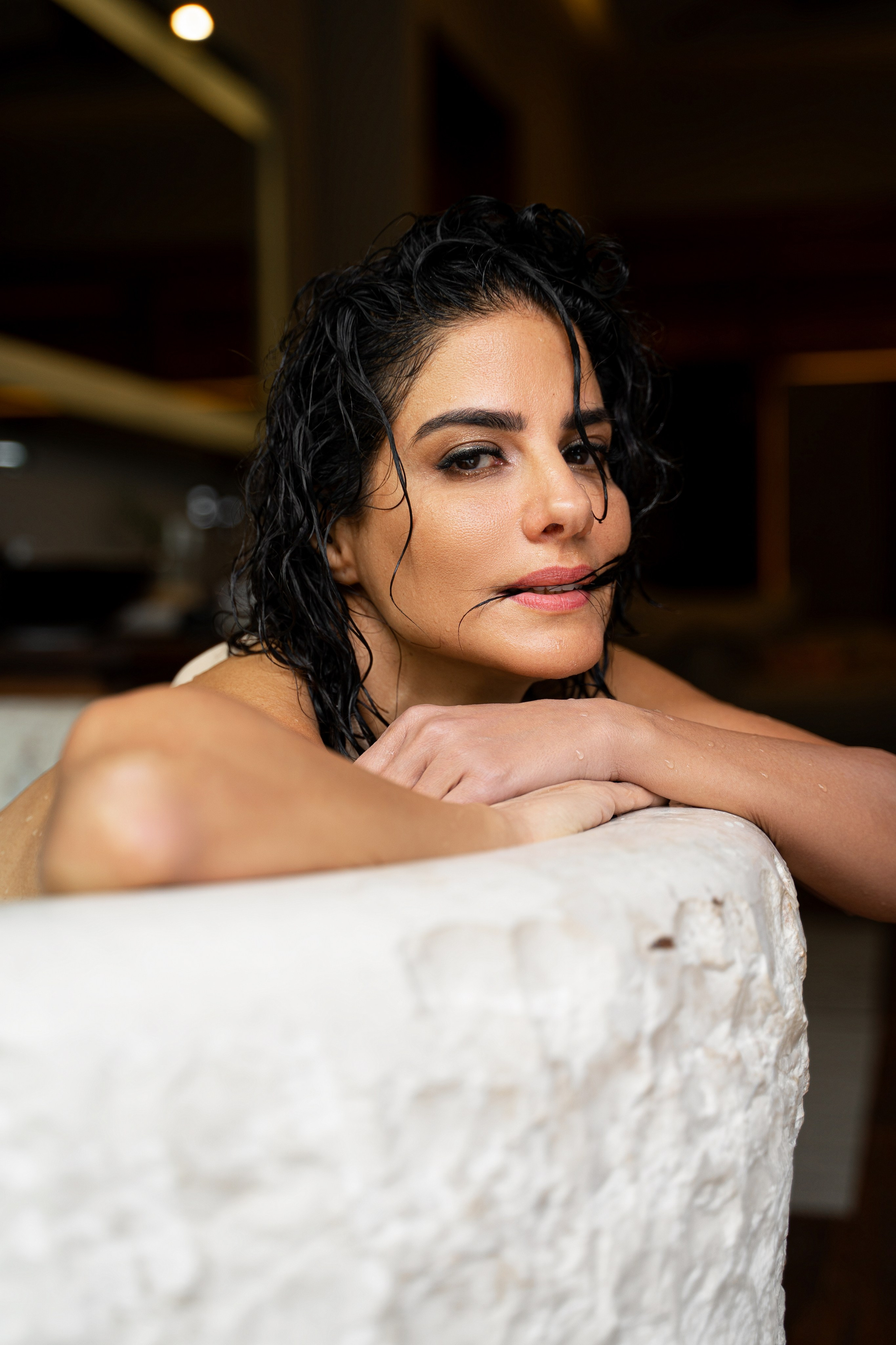 Editorial style beach portrait in Tulum Riviera Maya