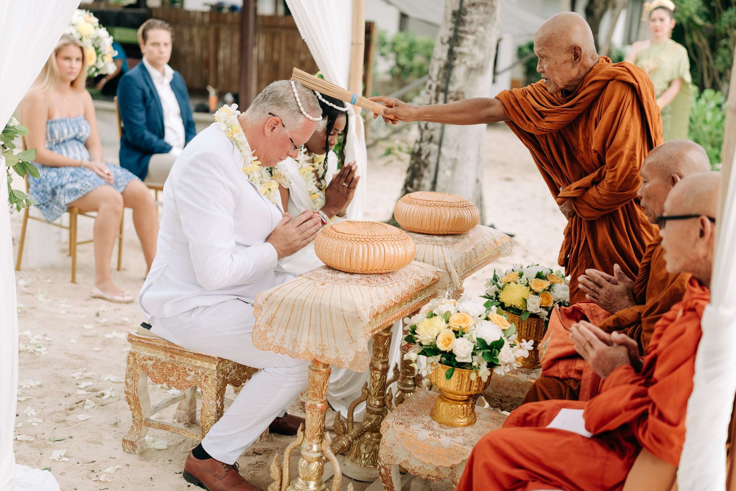 Buddhist Wedding Ceremony on the Beach in Koh Samui, Thailand