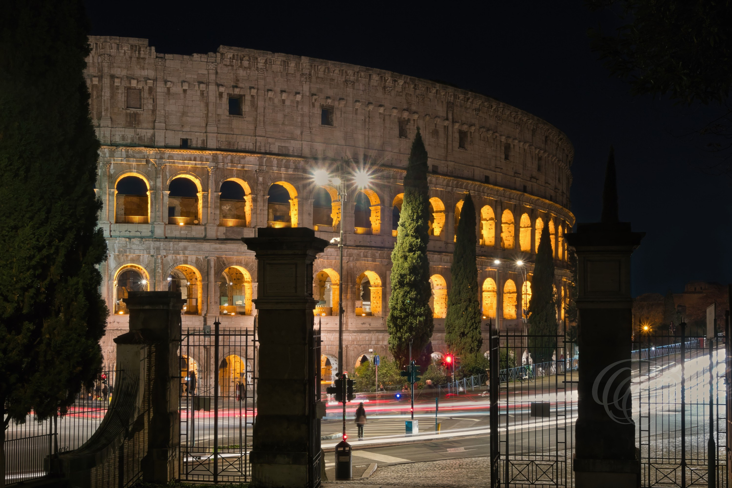 Rome, Italy—Colosseum from Via della Domus Aurea—Eduardo Bartoli Photography—Photograph of the Colosseum viewed from Via della Domus Aurea, ancient Roman amphitheater and one of the most significant monuments of the Roman Empire—Rome, Italy—Colosseum from Via della Domus Aurea—Eduardo Bartoli Photography.