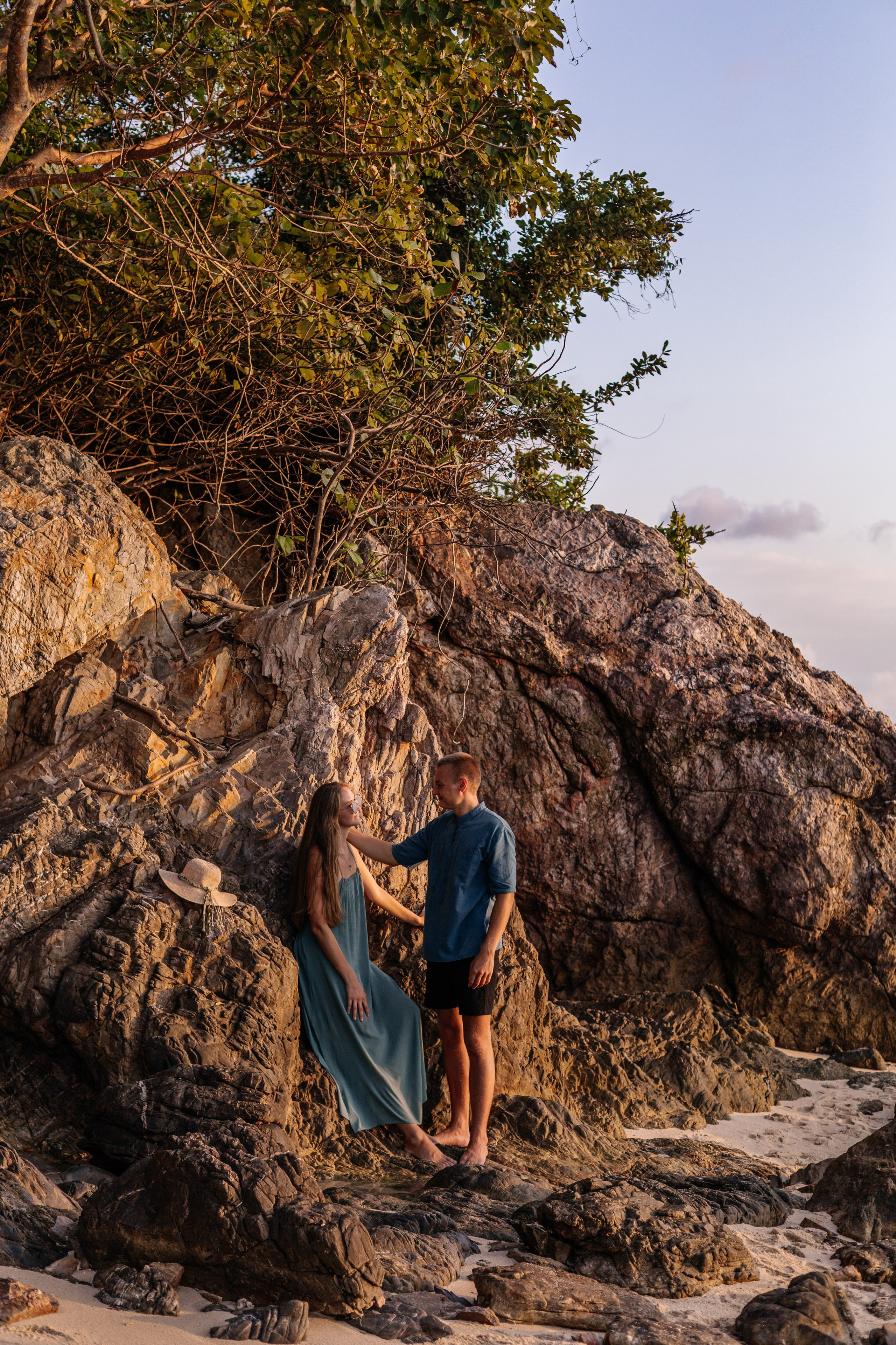 Family photoshoot at sunset on Koh Samui beach