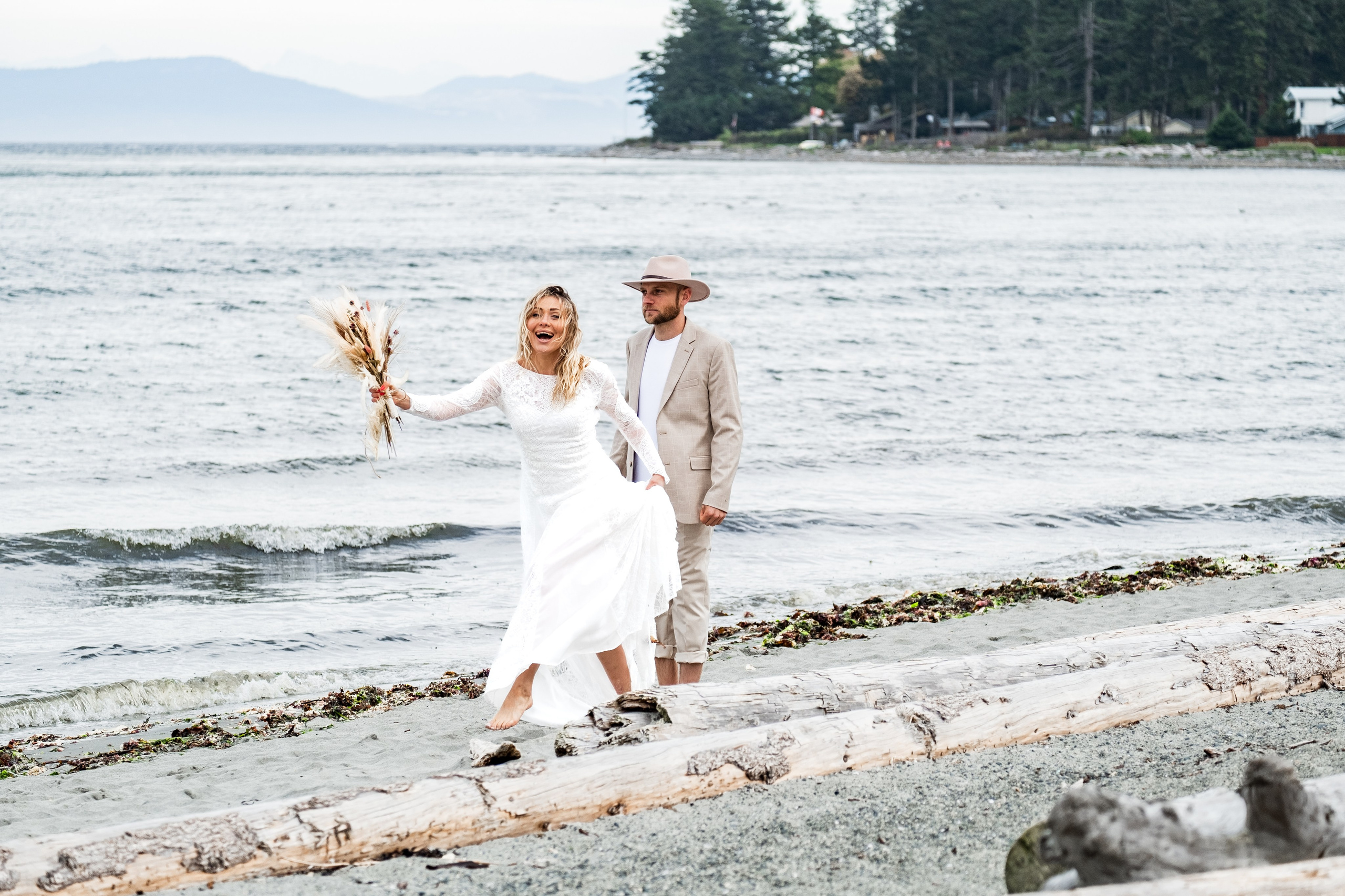 romantic wedding portrait with warm tones