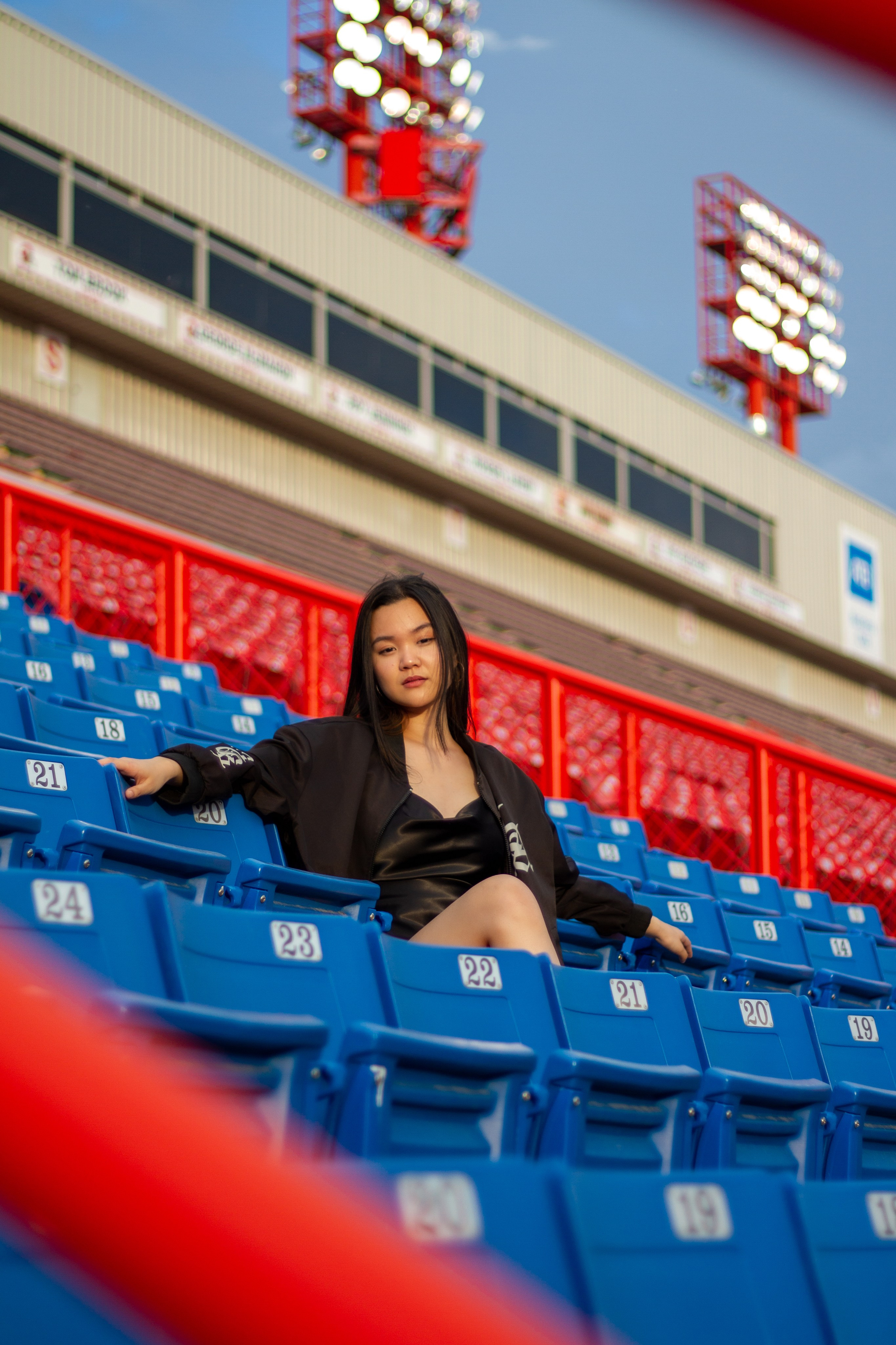 Model Ann at McMahon Stadium: A Stunning Photoshoot Under the Stadium Lights. ProFly Media Inc. — Cinematic photo and video production for brands, businesses, and spaces in Calgary