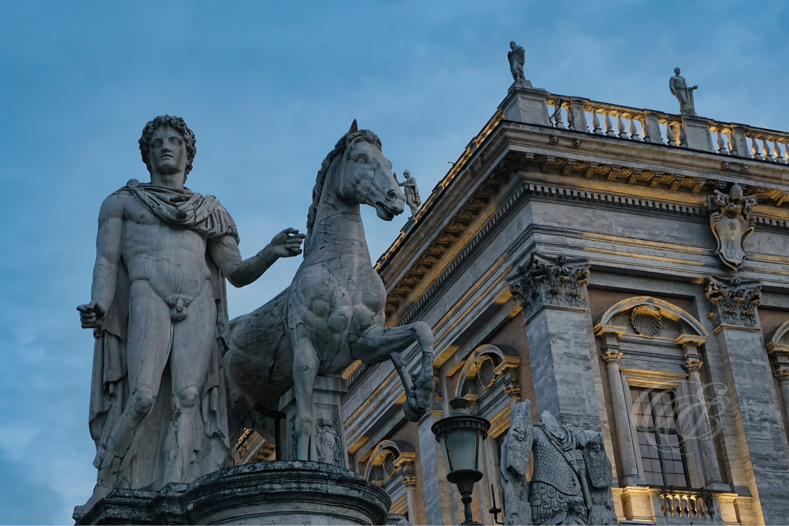 Rome Italy — Cordonata Capitolina Sculptures — Eduardo Bartoli Fine Art Photography — Photograph of the sculptures flanking the Cordonata Capitolina staircase leading to Capitoline Hill in Rome, Italy — photography by Eduardo Bartoli.