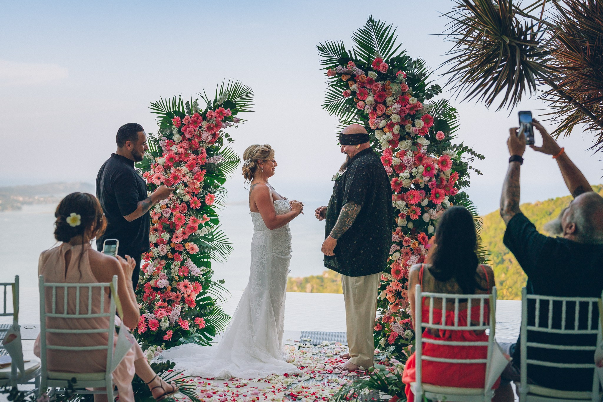 Romantic wedding setup at a private luxury villa on Koh Samui island