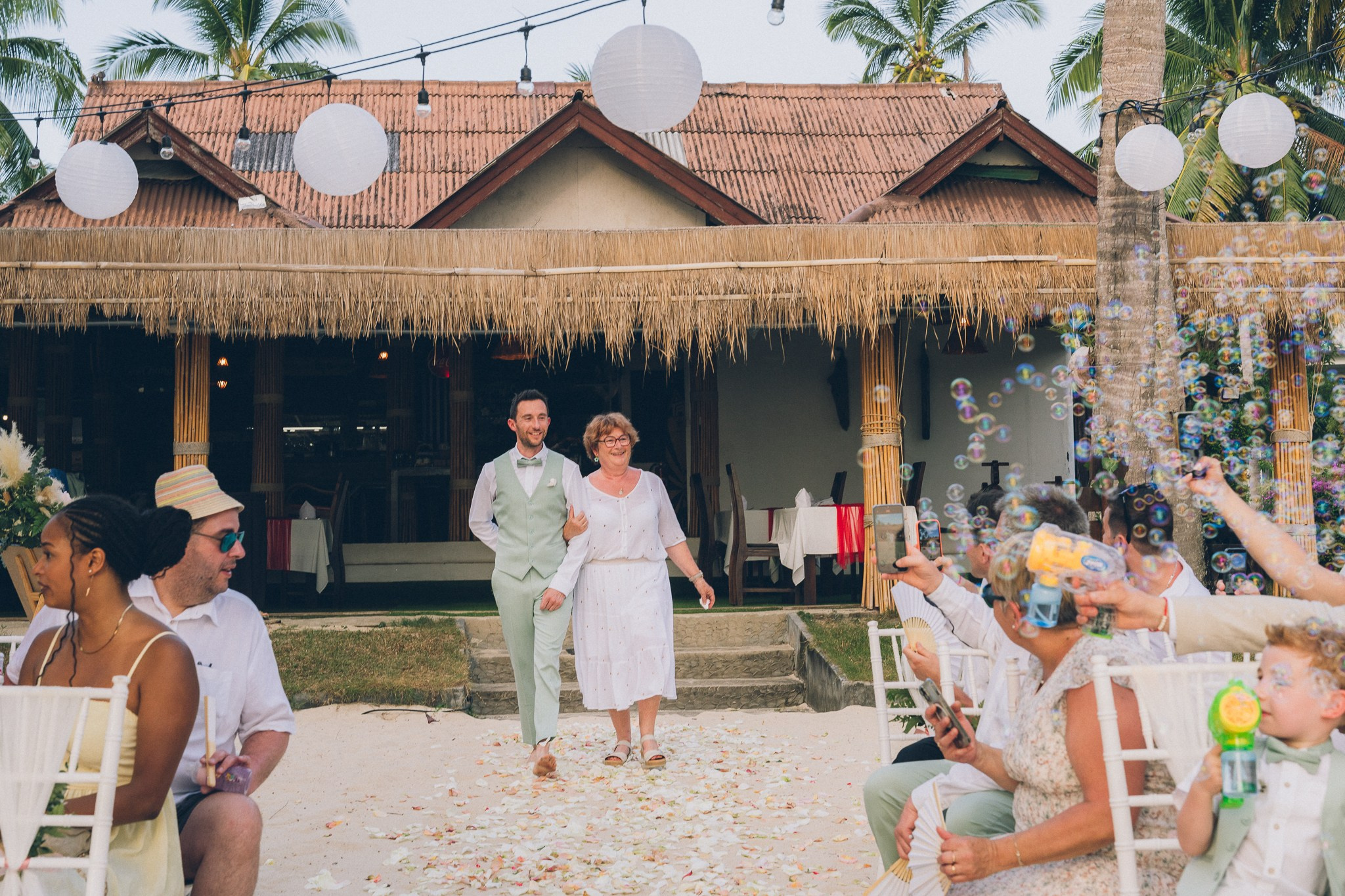 Sunset Beach Wedding with Guests in Koh Samui