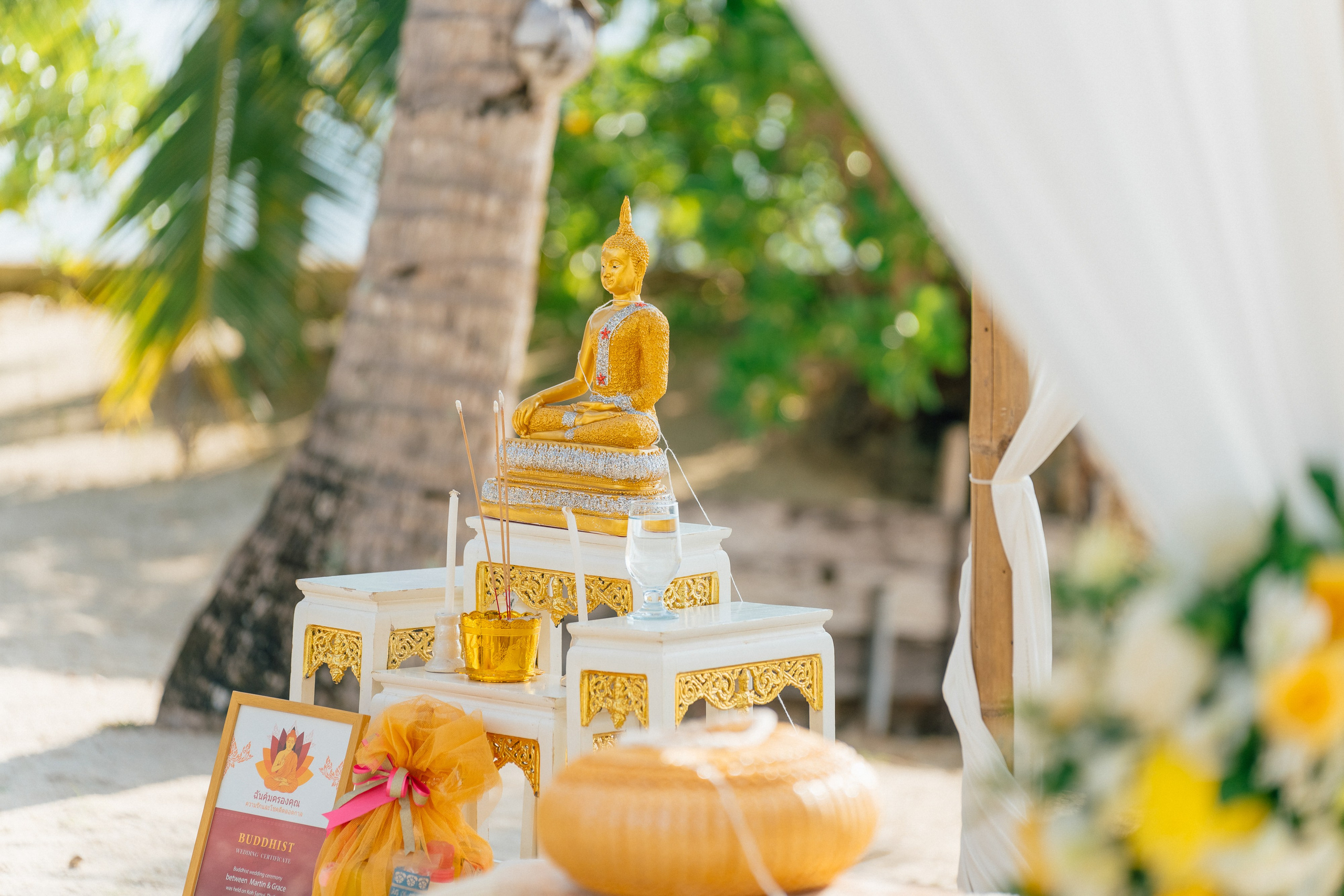 Romantic Buddhist wedding ceremony for two in Koh Samui, Thailand
