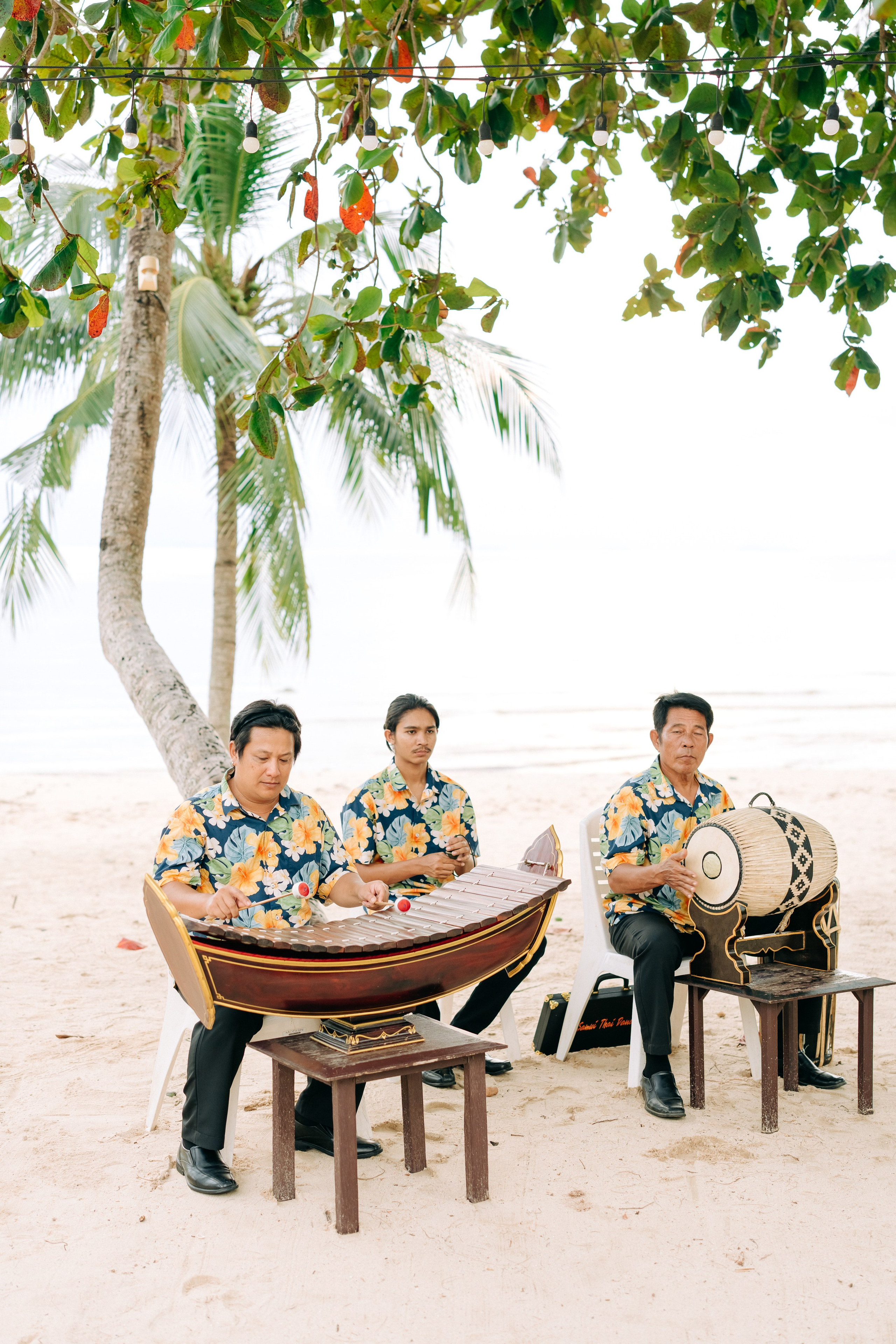 Romantic Buddhist wedding ceremony with guests in Koh Samui, Thailand